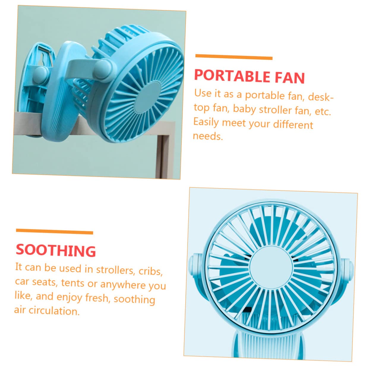 VICASKY Clip-On Stroller Fan with USB Charging & Colorful LED Light - Portable Baby Stroller Fan for Outdoor, Travel, Nursery & Car Seat Use