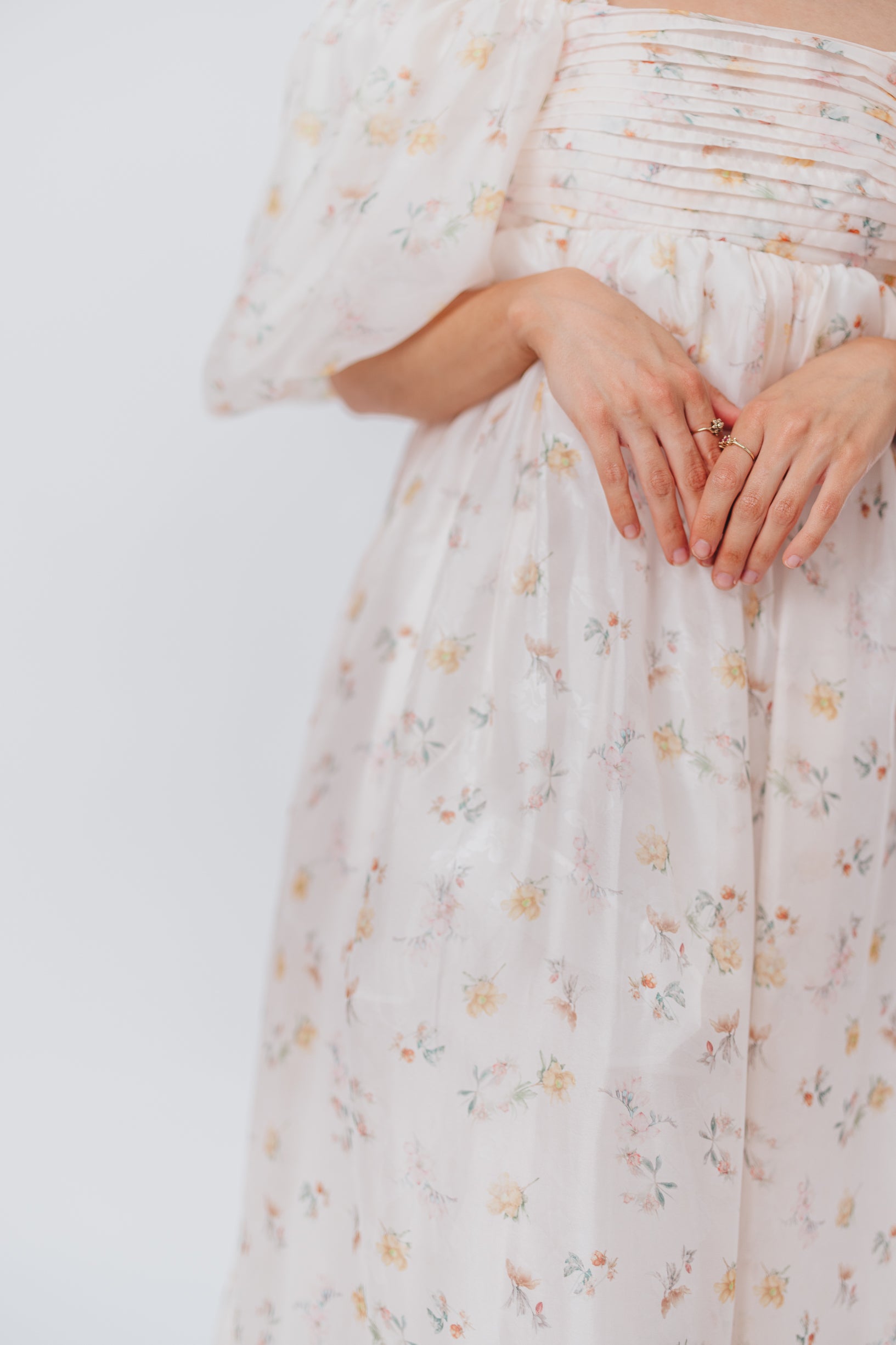 Melody Maxi Dress with Pleats & Bow Detail - Yellow Rose Floral Print | Bump Friendly Maternity Dress | Inclusive Sizing S-3XL | Perfect for Weddings, Baby Showers & Summer Vacations