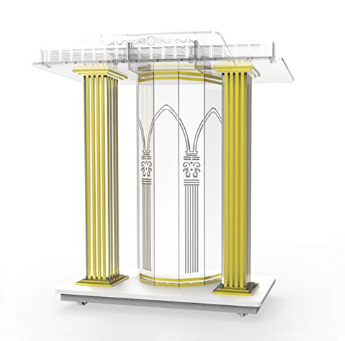 FixtureDisplays® Premium Acrylic Podium with Casters - Clear Lucite Floor Standing Lectern, Rolling Pulpit with Elevated Reading Surface (Model 21231-NPF) - Perfect for Presentations, Speeches, and Church Services