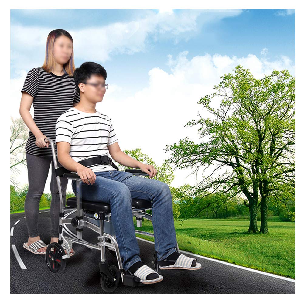 4 in 1 Adjustable Height Bedside Commode Wheelchair with Padded Seat & Detachable Bucket - Portable Toilet Shower Chair for Elderly & Disabled - Ideal for Home Care, Hospital Use & Bathroom Safety (B-Style)