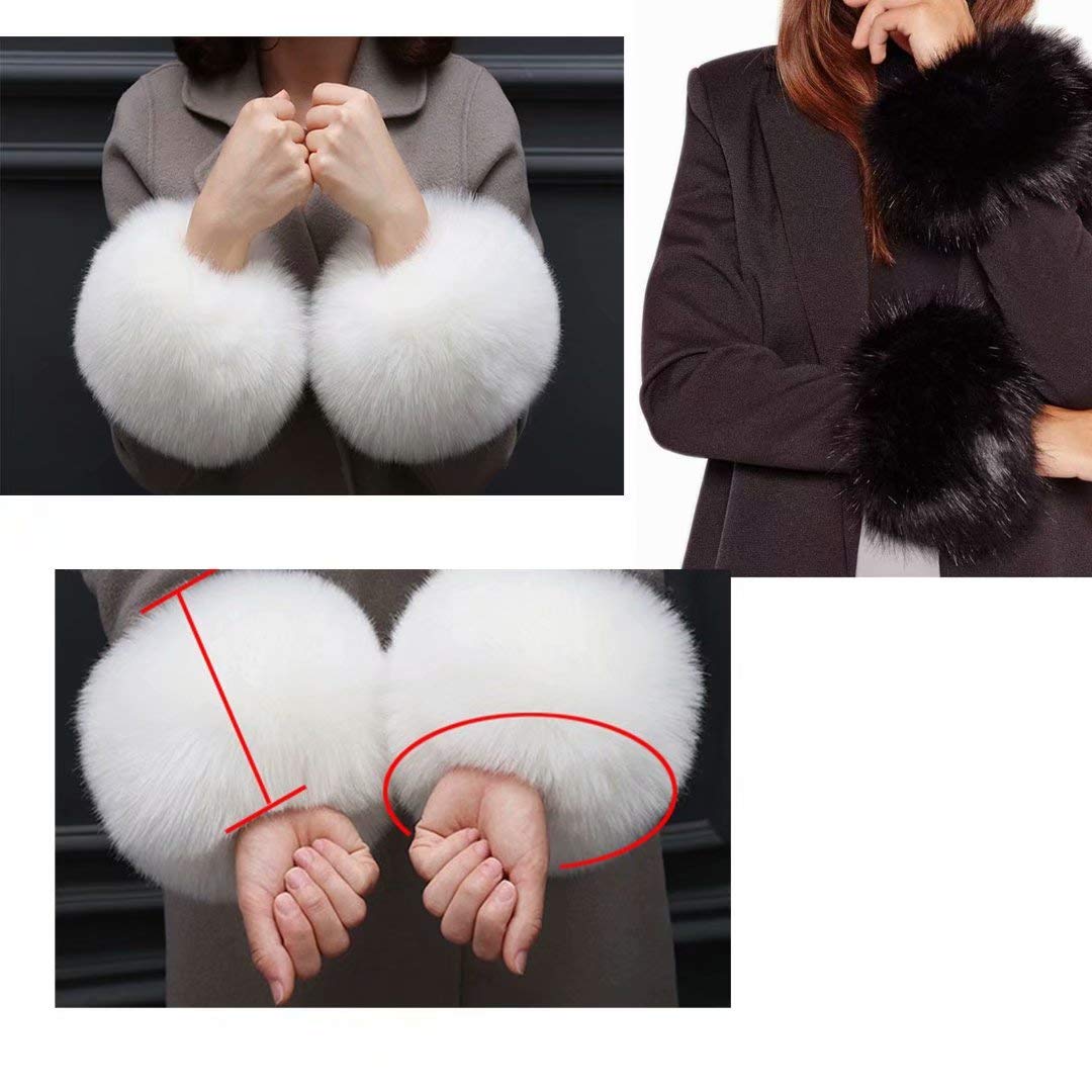 Women's Winter Faux Fur Arm Warmers - Dark Red Fleece Wristband Ring Short Cuff Hand Warmers for Cold Weather | Perfect for Outdoor Activities, Snow Sports & Fashion Accessories