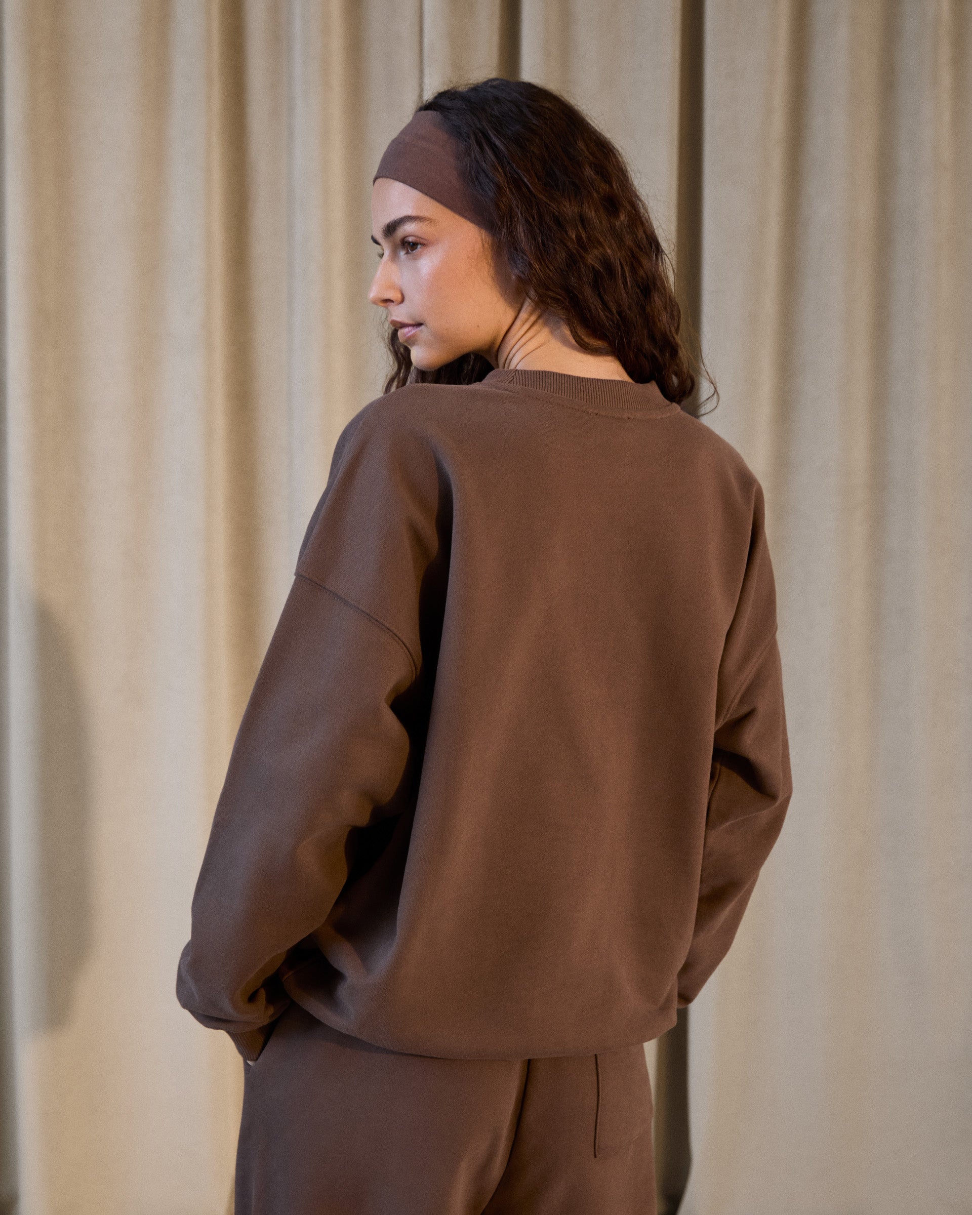Oversized Studio Sweatshirt for Women - Mocha Brown | Cozy Casual Pullover for Lounge, Streetwear & Everyday Comfort