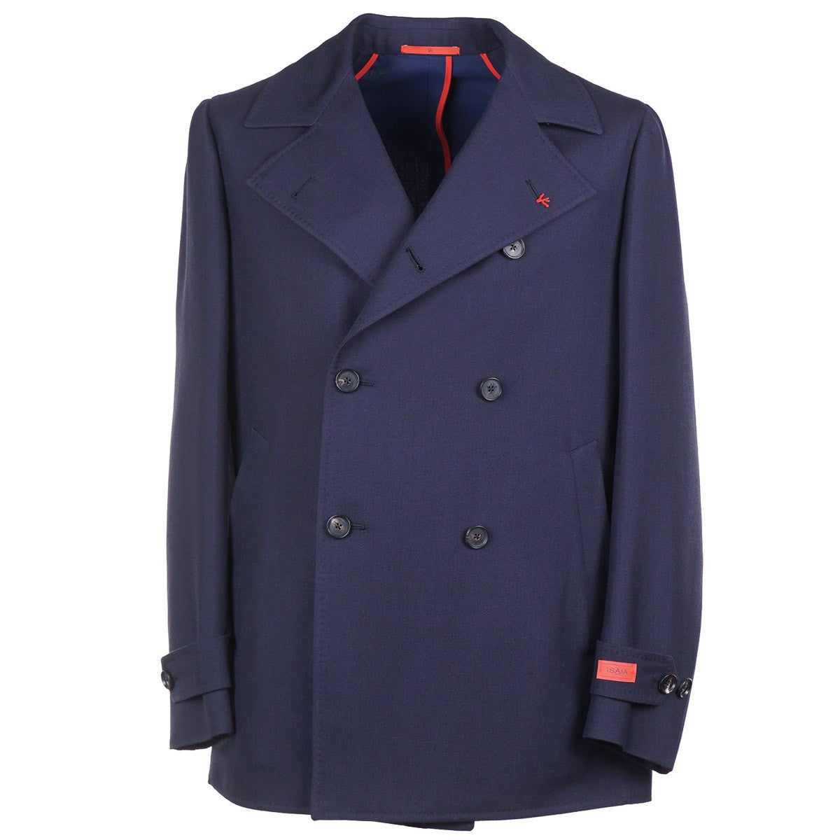 Isaia 'Iconico' Men's Wool Cashmere Pea Coat - Premium Winter Overcoat for Business & Formal Occasions