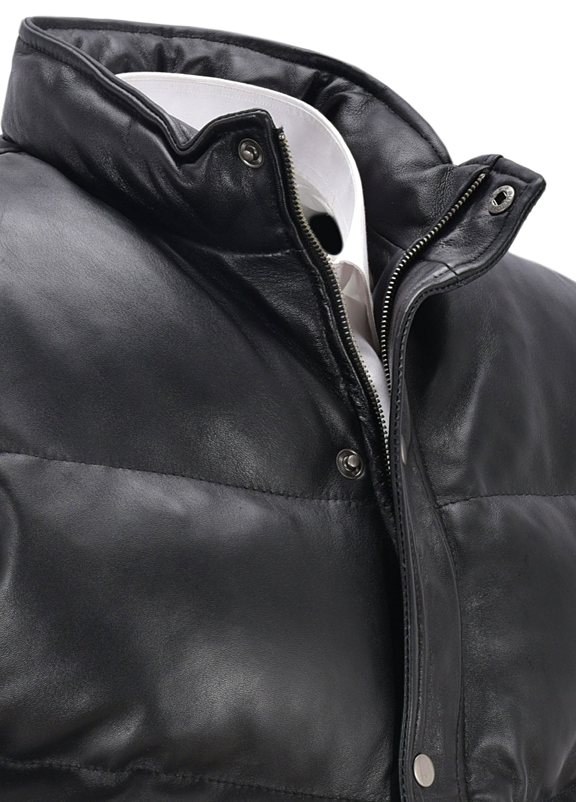 Men's Padded Lambskin Leather Puffer Vest - Winter Warm Casual Waistcoat for Outdoor Activities & Street Style Fashion