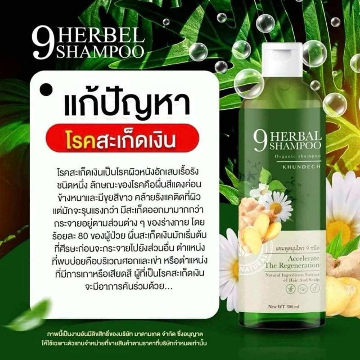 Organic 9 Herbal Shampoo with Chamomile & Ginger - 300ml for Moisturized Hair - Home & Salon Use