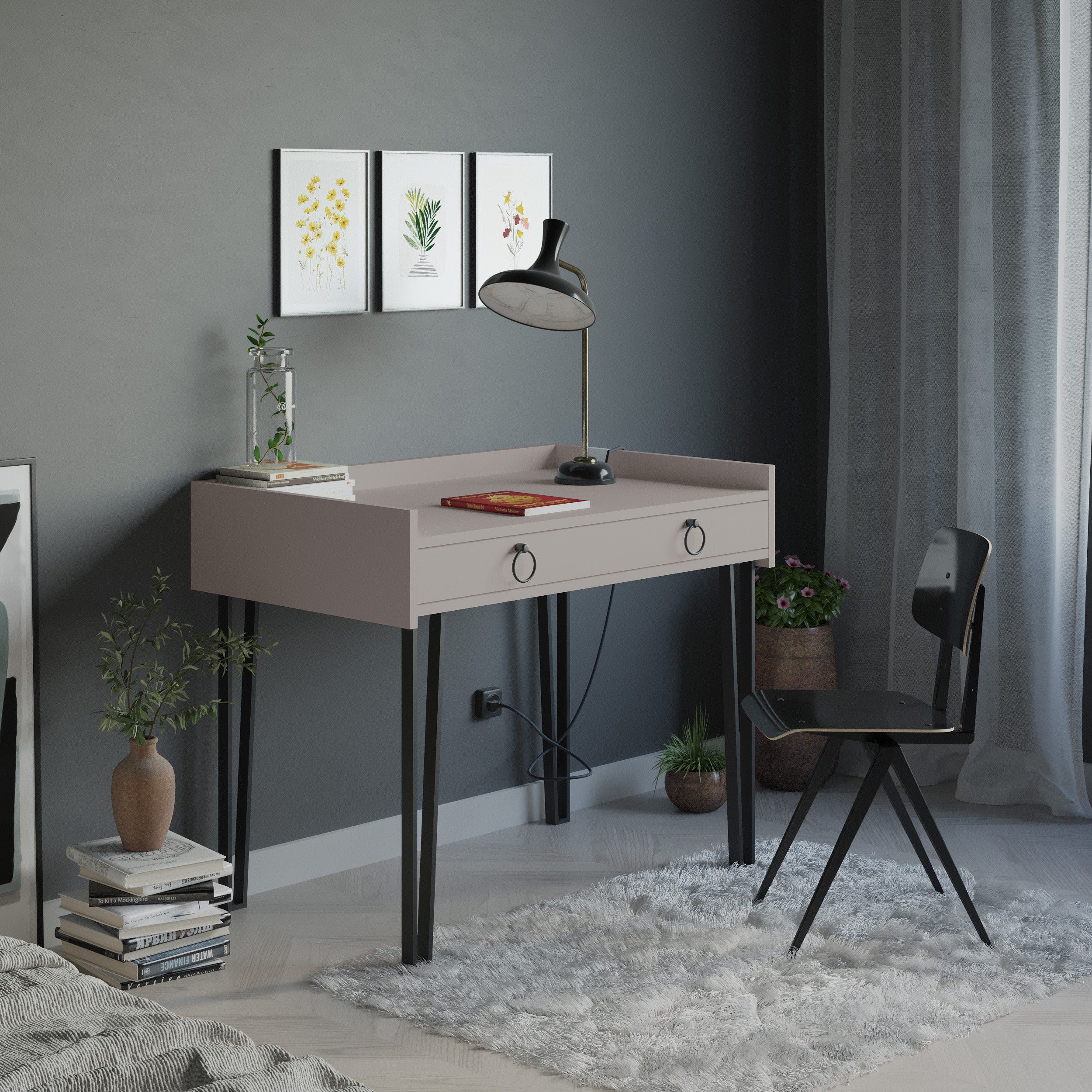 Premium Malone Desk - Modern Home Office Desk with Storage, Ergonomic Design for Study & Work - Perfect for Small Spaces, Apartments & Dorm Rooms
