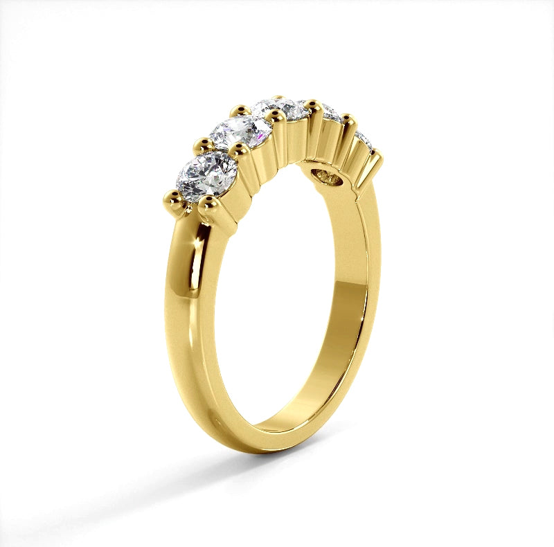 1.25 Carat Round Diamond Five Stone Wedding Band Ring for Women - Elegant Bridal Jewelry for Engagement, Anniversary & Special Occasions