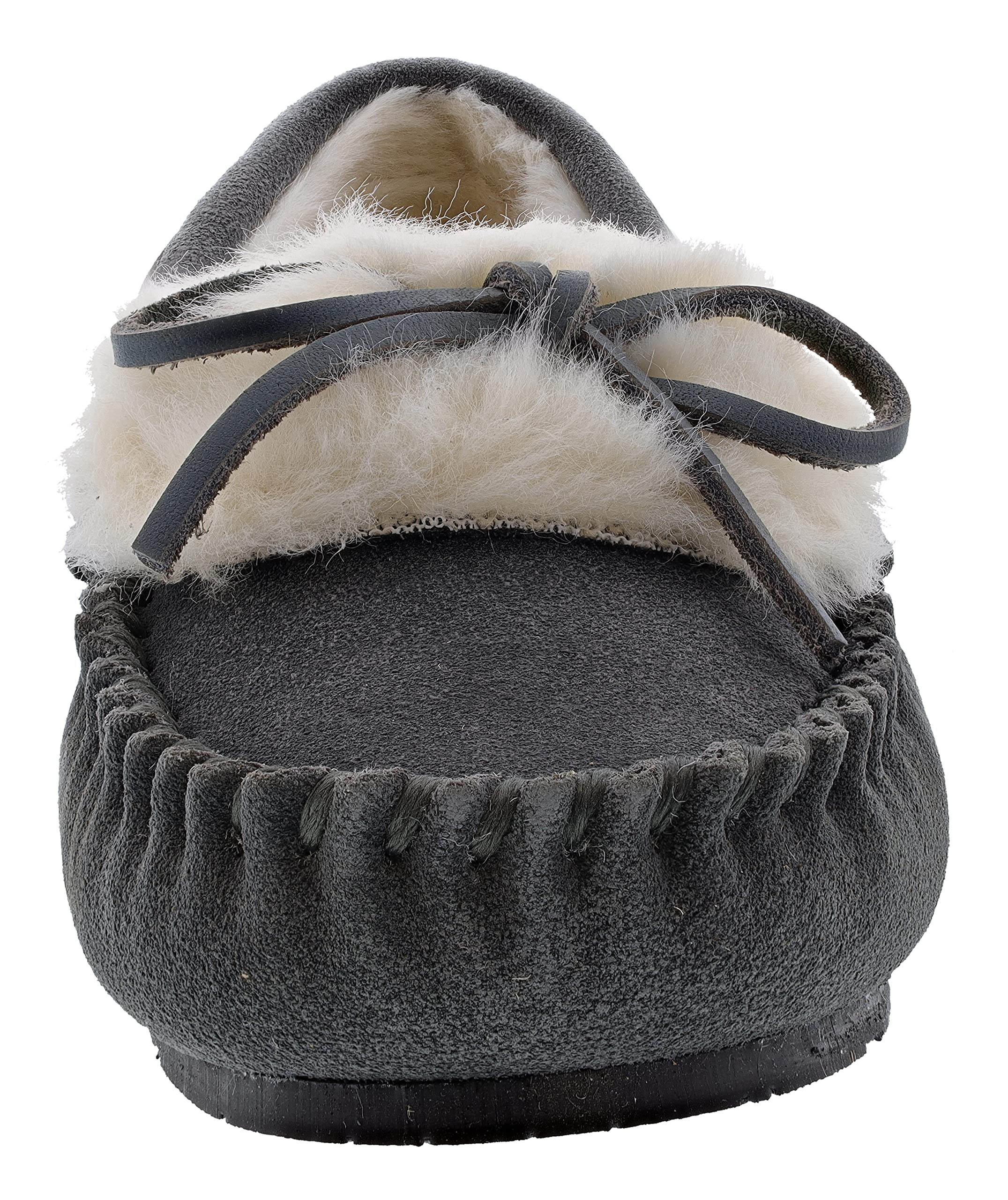 Clarks Women's Folded Tongue Suede Leather Moccasin Slippers ICH30746C - Plush Faux Fur Lining - Comfortable Indoor & Outdoor House Shoes for Women - Perfect for Lounging, Running Errands and Cozy Home Wear