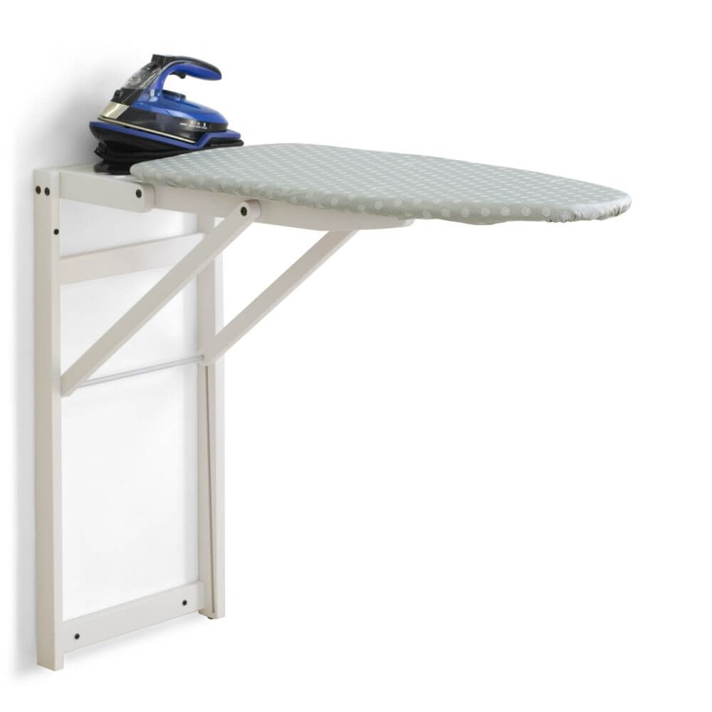 Wall Mounted Ironing Board - Space Saving Foldable Ironing Board for Home & Laundry Room - Perfect for Small Apartments & Closets - White