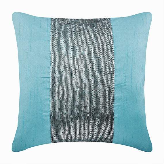 Aqua Blue Art Silk Decorative Euro Sham Pillow Cover - Luxury Bedding Accent for Home Decor | Perfect for Master Bedroom, Guest Room & Living Room Decor