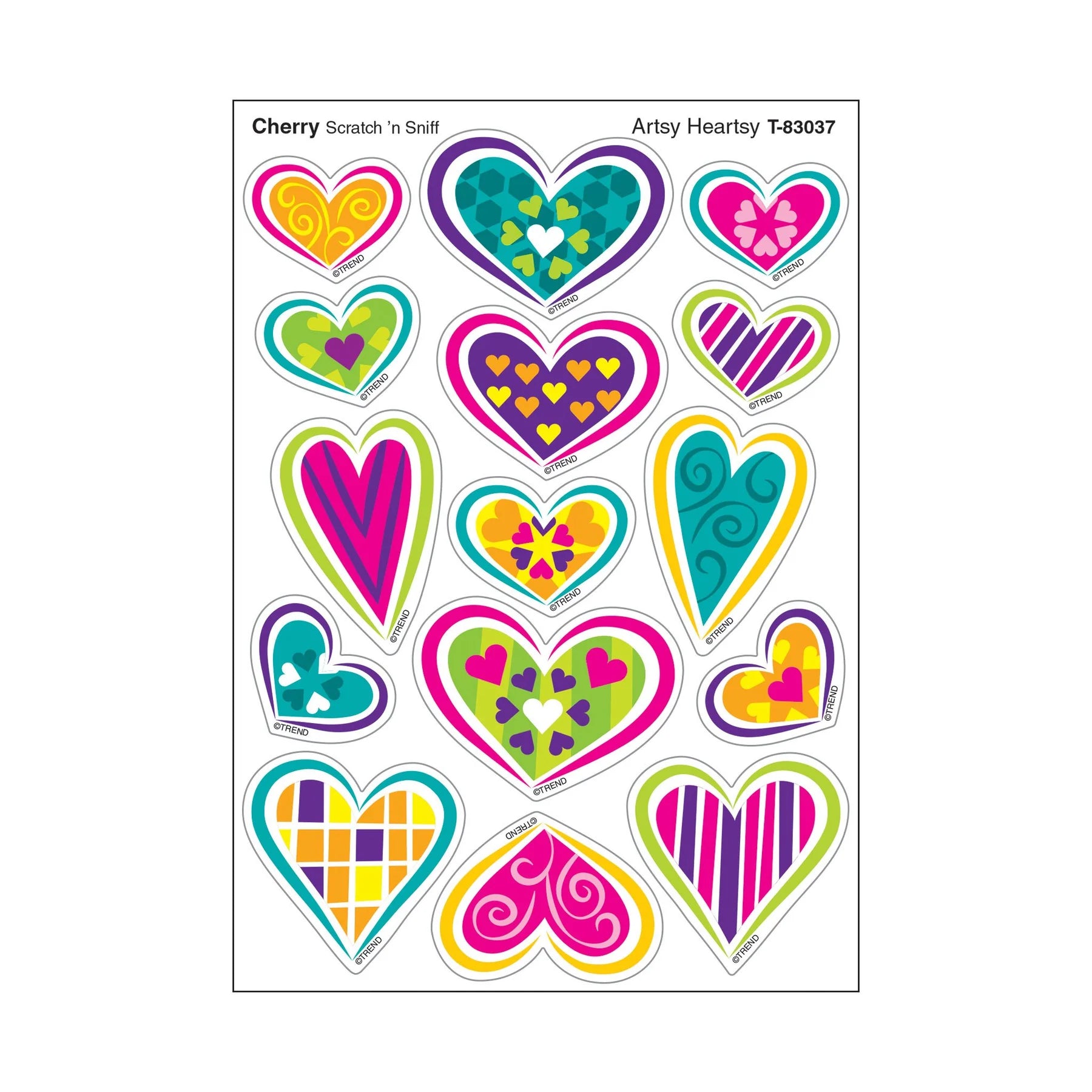 Artsy Heartsy Cherry Scented Scratch 'n Sniff Stinky Stickers® - Fun Mixed Shapes for Kids, DIY Crafts, Scrapbooking & Classroom Rewards