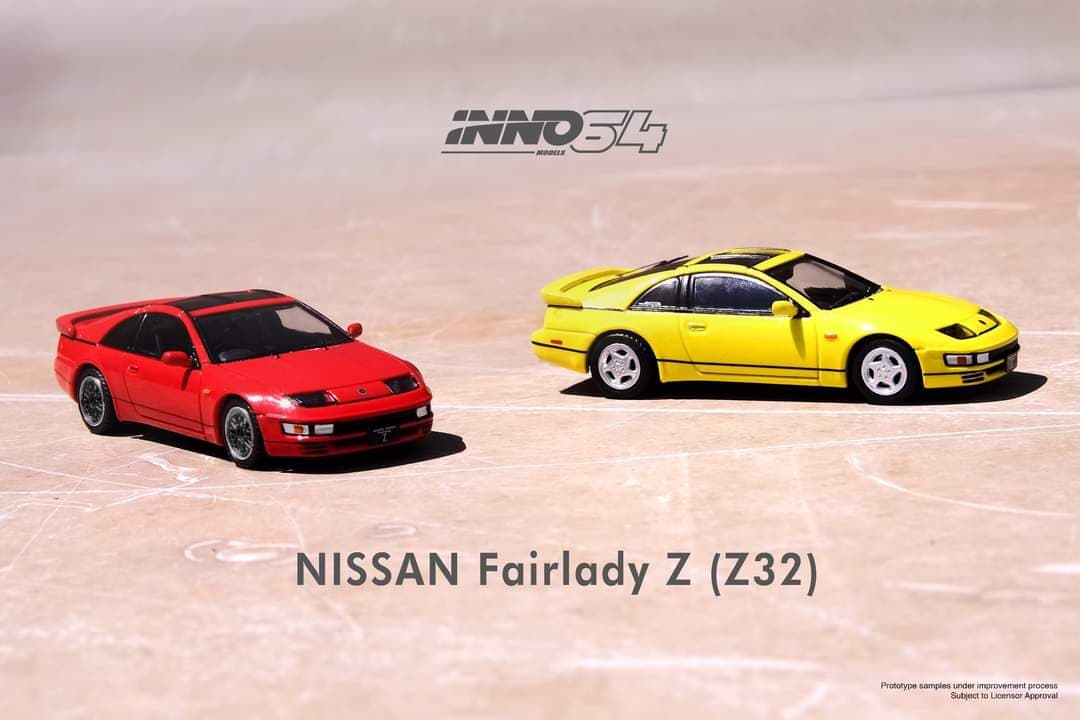 INNO64 1:64 Scale Diecast Model Car - Nissan Fairlady Z (Z32) Yellow Pearl Glow - Collectible Miniature Vehicle for Display, Gift, or Racing Enthusiasts