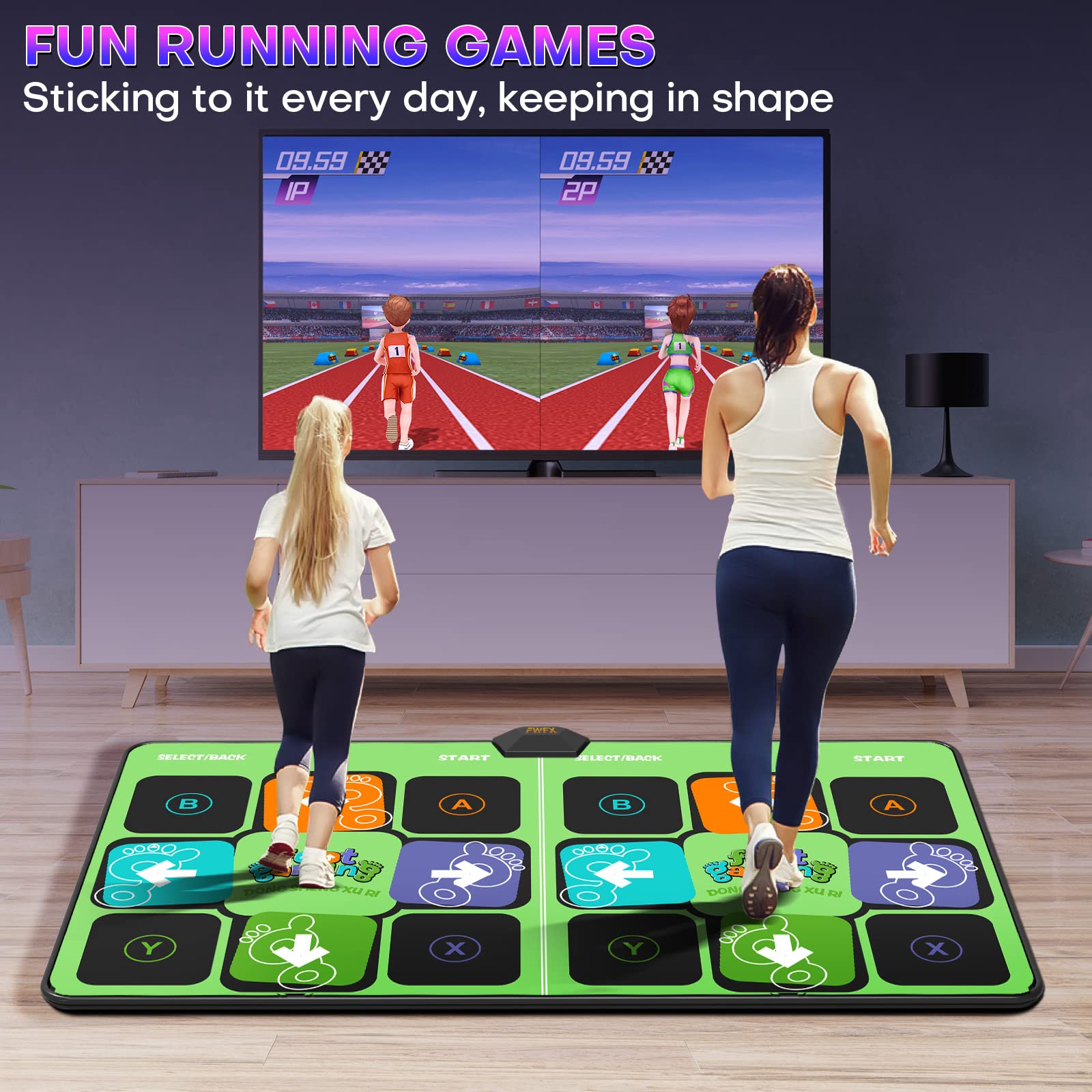 Wireless Dance Mat for Adults & Kids - Double Player TV Dance Pad with Smart Camera | Plug & Play Electronic Dance Game for Family Fitness & Fun | Perfect for Christmas & Birthday Gifts | Home Exercise & Party Entertainment
