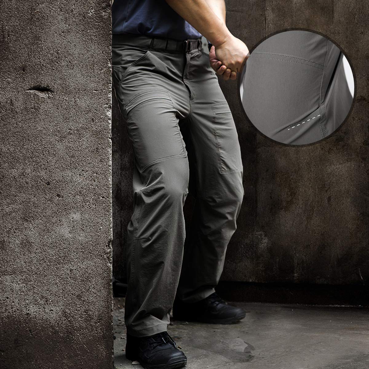 FREE SOLDIER Men's Tactical Hiking Pants - Lightweight Waterproof Quick-Dry Outdoor Cargo Pants with Belt - Nylon Spandex Blend for Camping, Hiking & Outdoor Adventures