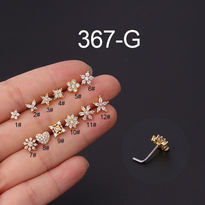 20G L Bend Small Heart Nose Ring Stud - Hypoallergenic Surgical Steel Nose Piercing Jewelry for Women & Girls - Perfect for Everyday Wear, Parties & Special Occasions