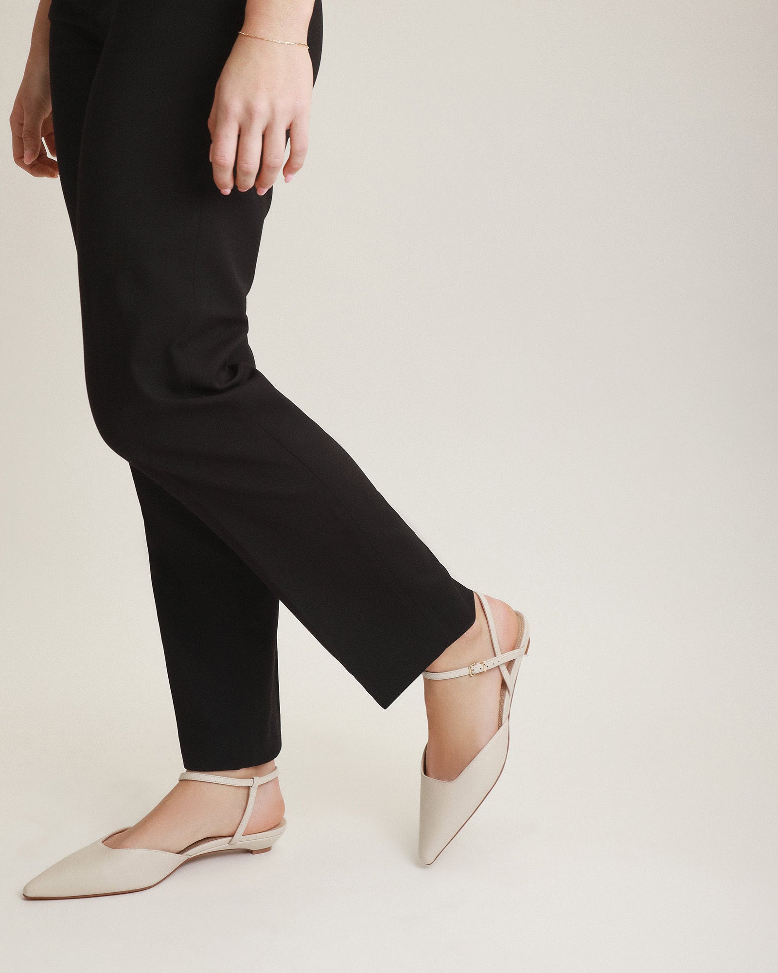 Virginie Dress Flats Off White Leather - Comfortable Women's Shoes for Work, Office & Casual Wear