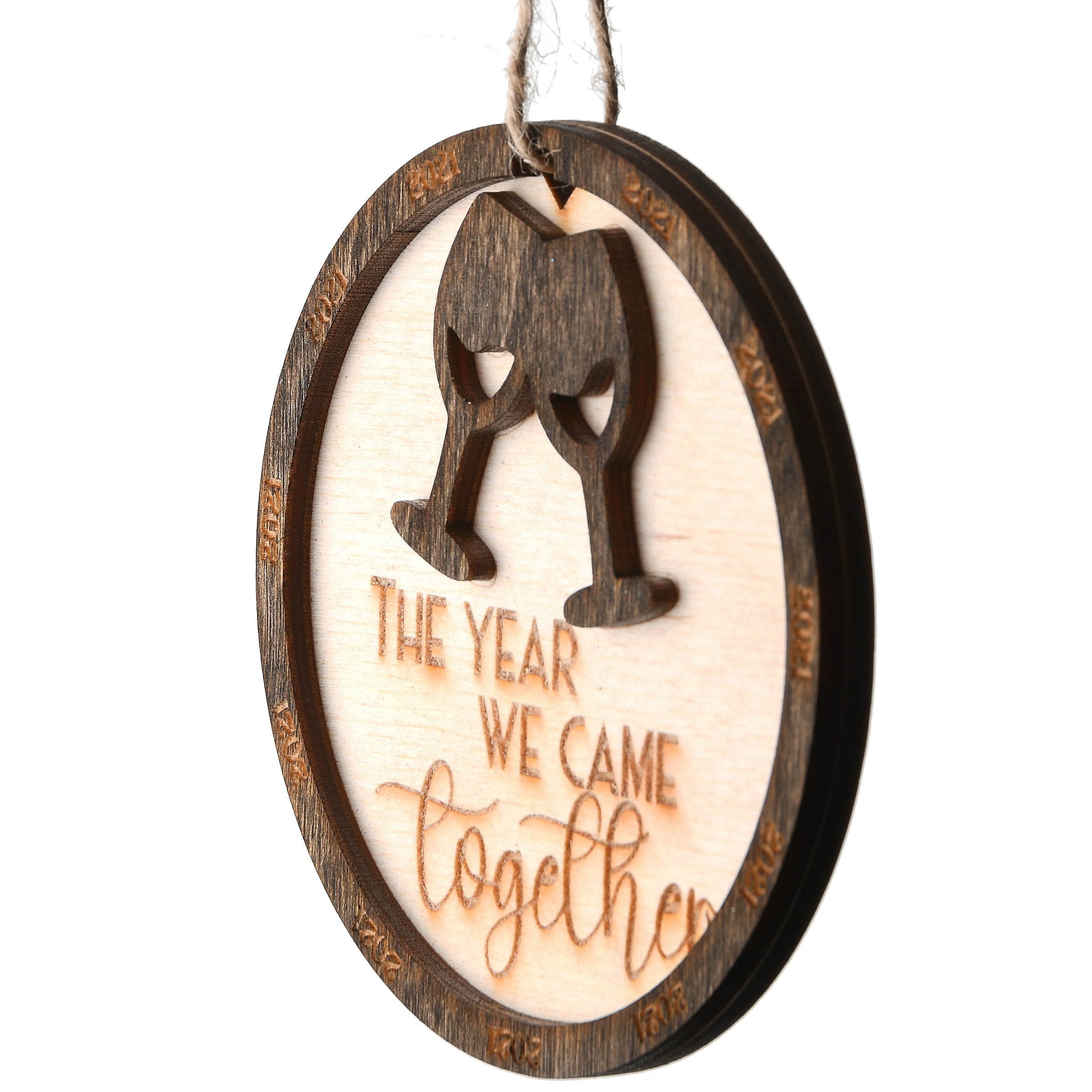 2021 The Year We Came Together Wooden Christmas Ornament with Hanging Loop - 3 Inch Handcrafted Holiday Decoration for Tree, Gift & Festive Home Decor