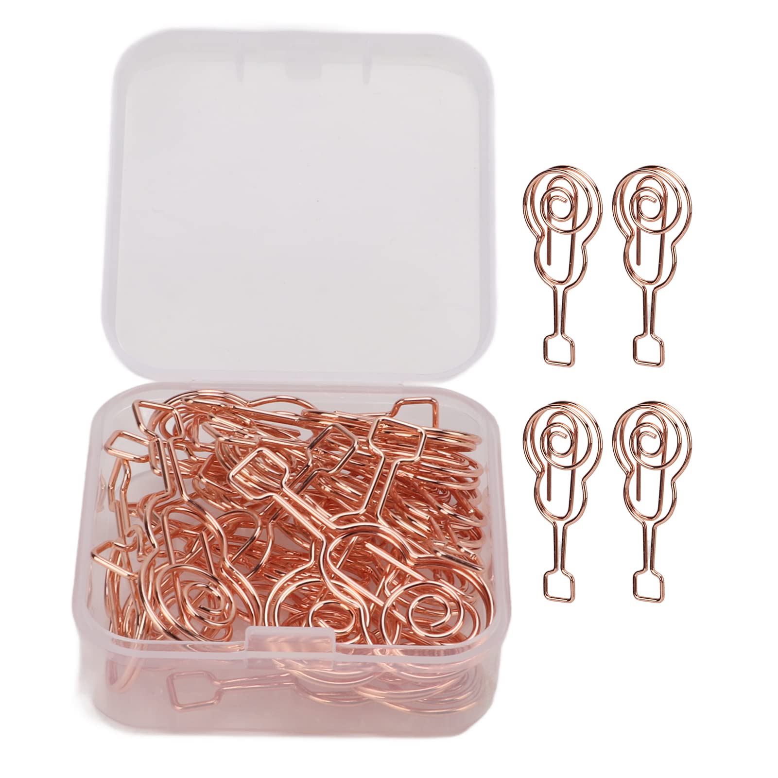 20pcs Rose Gold Guitar Shaped Paper Clips - Cute Office Supplies, Fun Bookmarks & Planner Clips for School, Work & Home Organization | Portable Lightweight Design for Notebooks, Journals & DIY Crafts
