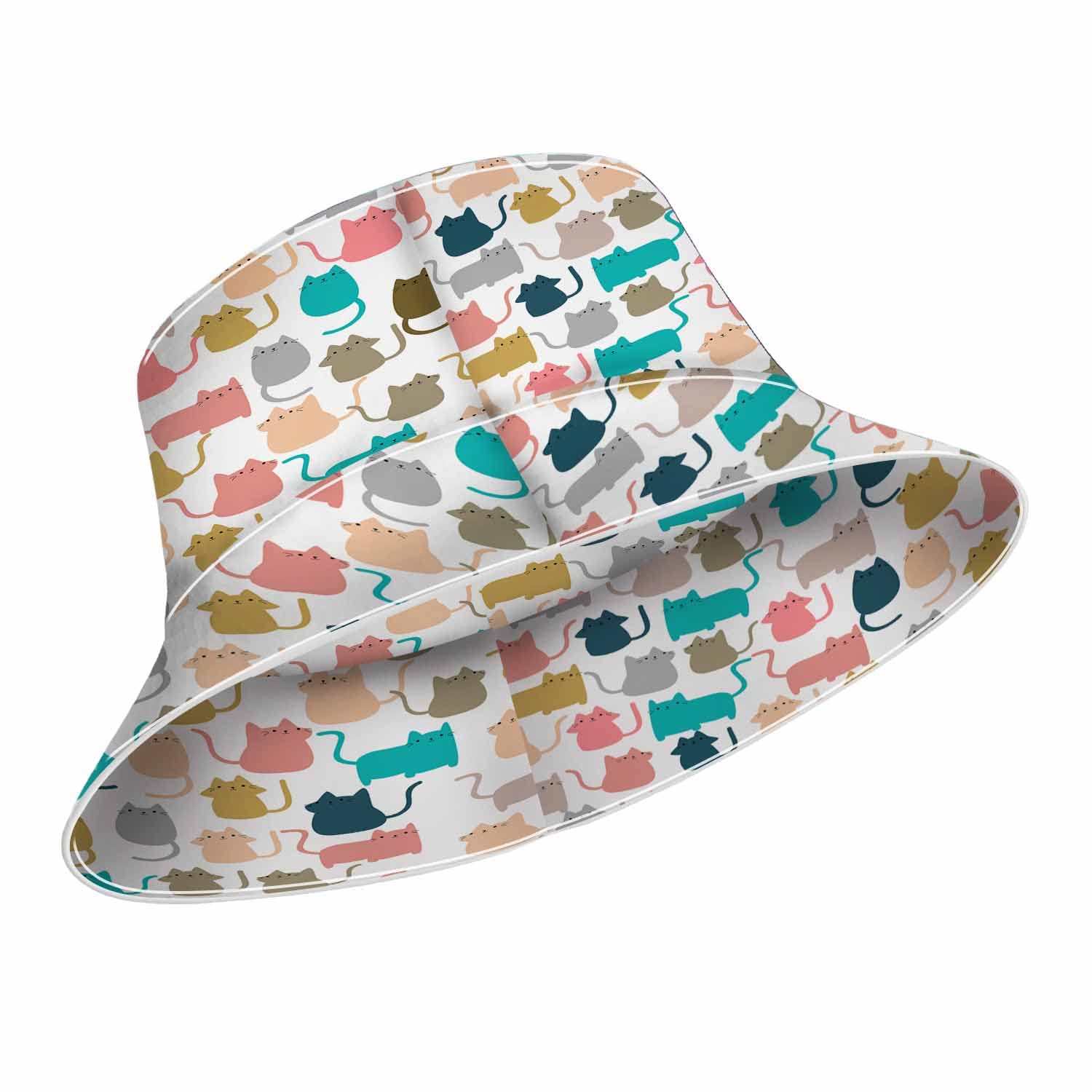 WONDERTIFY Kitty Cat Bucket Hat for Women & Men - Cute Animal Print Sun Hat for Outdoor, Beach, Festival & Summer Fashion