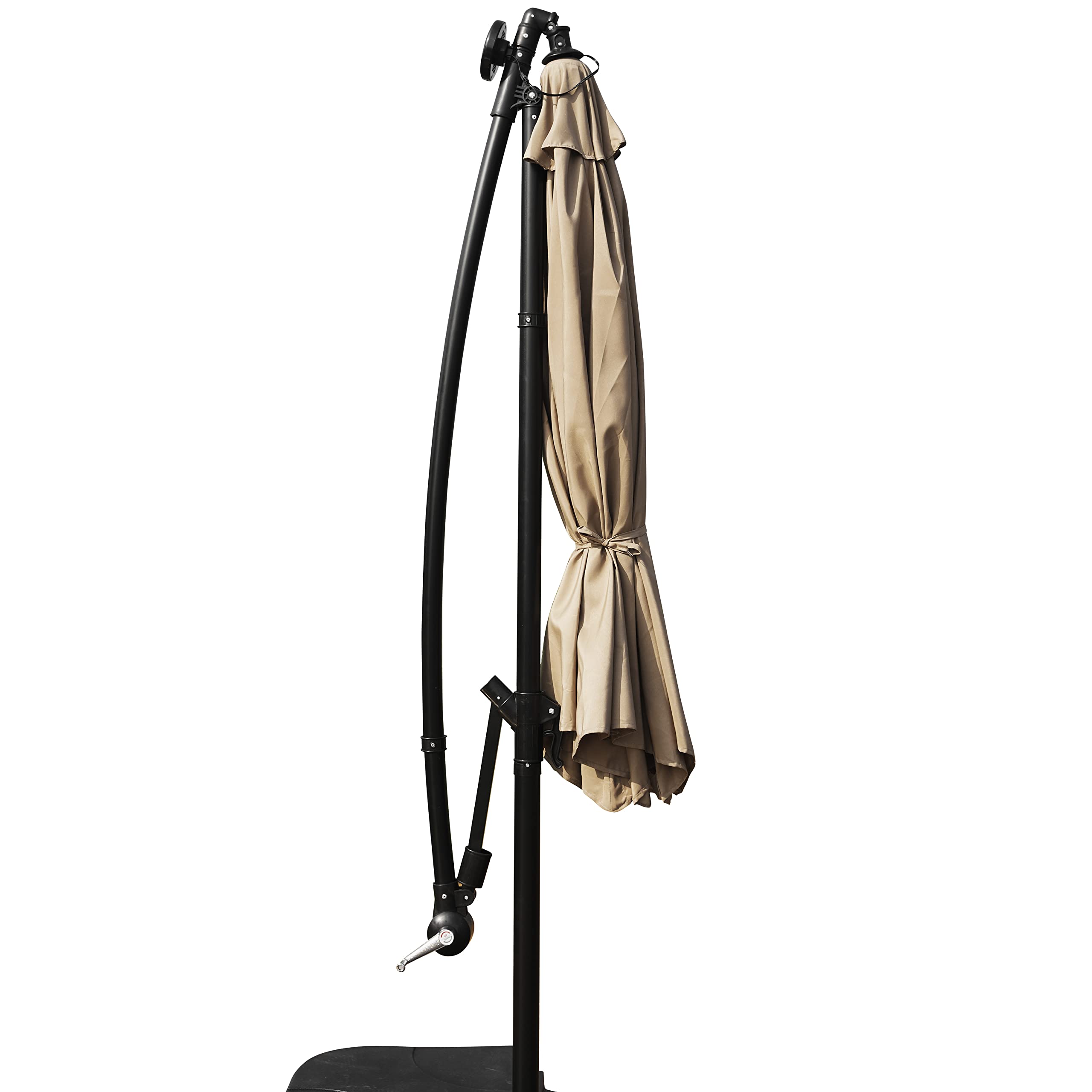 LeisureMod Willry 10 Ft Modern Outdoor Offset Cantilever Hanging Patio Umbrella with Solar Powered LED Lights - Perfect for Poolside, Backyard, and Patio Relaxation