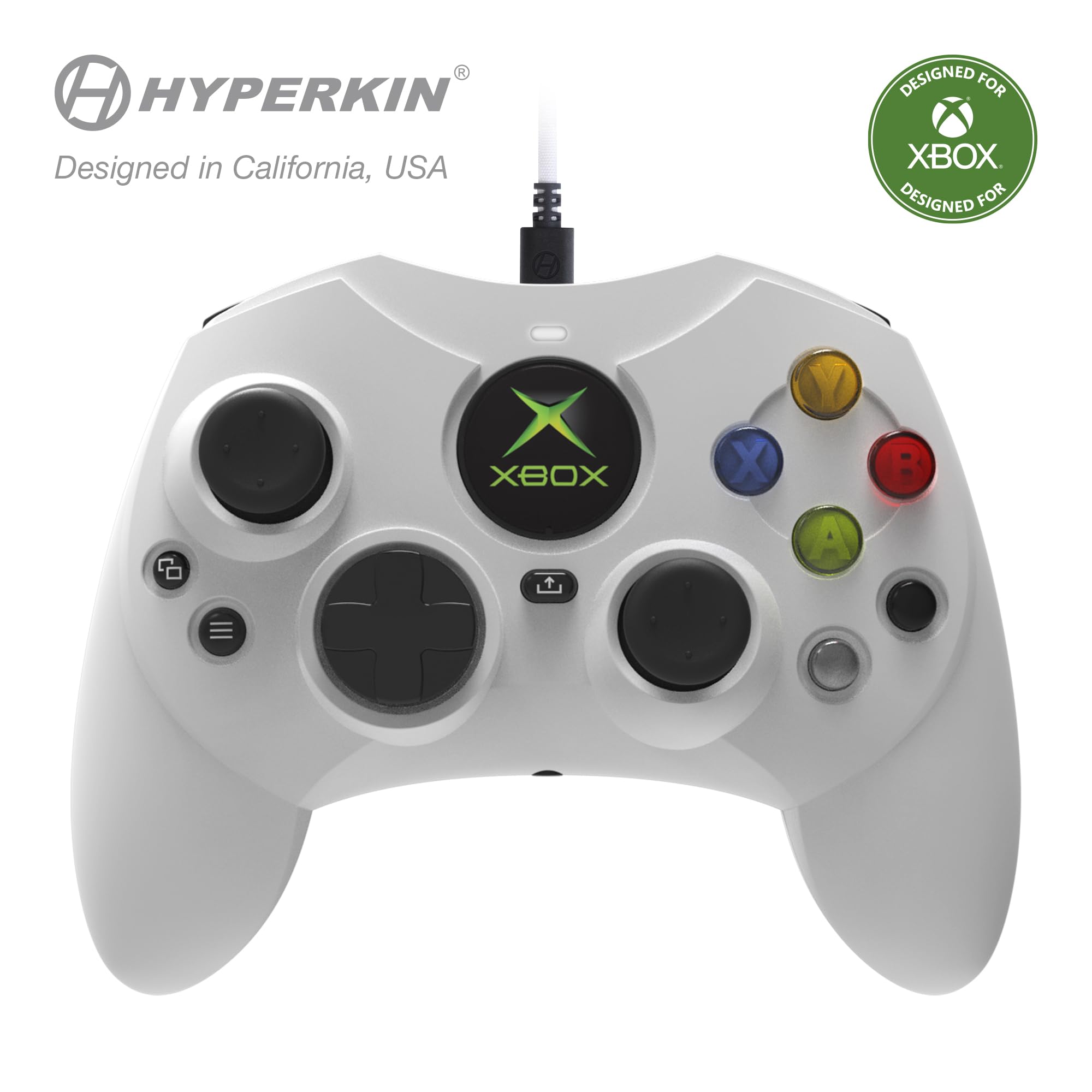 Hyperkin DuchesS Wired Controller for Xbox Series X|S - Officially Licensed White Gamepad with Hall Effect Sticks, 3.5mm Audio Jack & Impulse Triggers | Compatible with Xbox One, Windows 10/11 PC | Plug & Play | Perfect for Competitive Gaming & Long Play Sessions