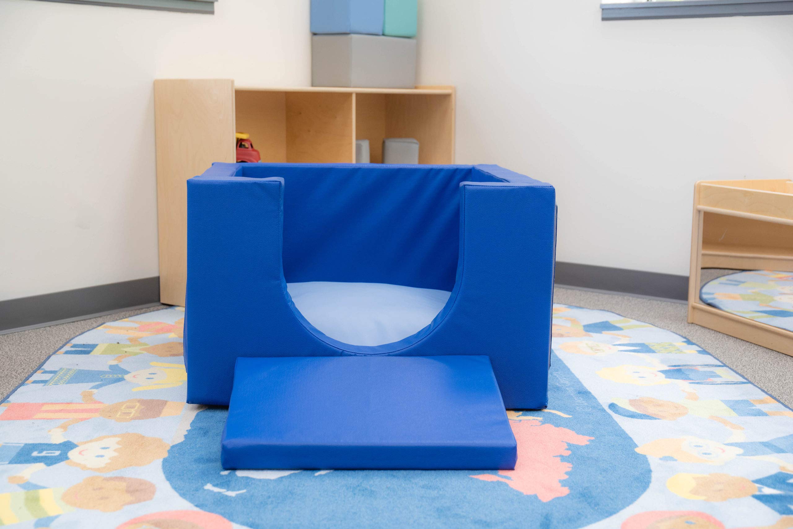 Children's Soft Play Seat - Toddler Relaxing Retreat for Daycare & Indoor Playground - Blue Comfortable Play Equipment | Perfect for Preschools, Daycare Centers & Home Play Areas