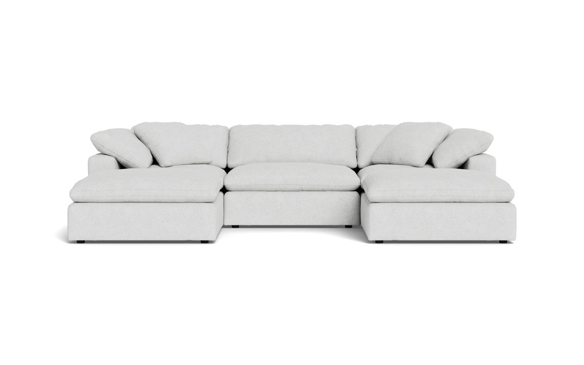 Fluffy 3-Piece Sofa Set with Double Ottoman - Soft and Comfortable Living Room Furniture for Small Spaces, Apartment, Dorm or Lounge Area