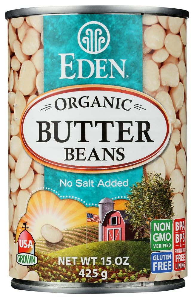 Eden Foods Organic Butter Lima Beans - 24 Pack (15 Oz Each) | Non-GMO, Gluten-Free | Perfect for Soups, Stews & Healthy Meal Prep