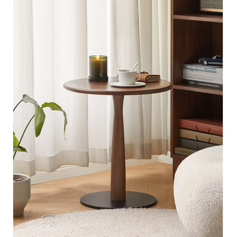 Solid Wood Round Side Table - Oak, Black Walnut, Cherry - Modern End Table for Living Room, Bedroom & Office