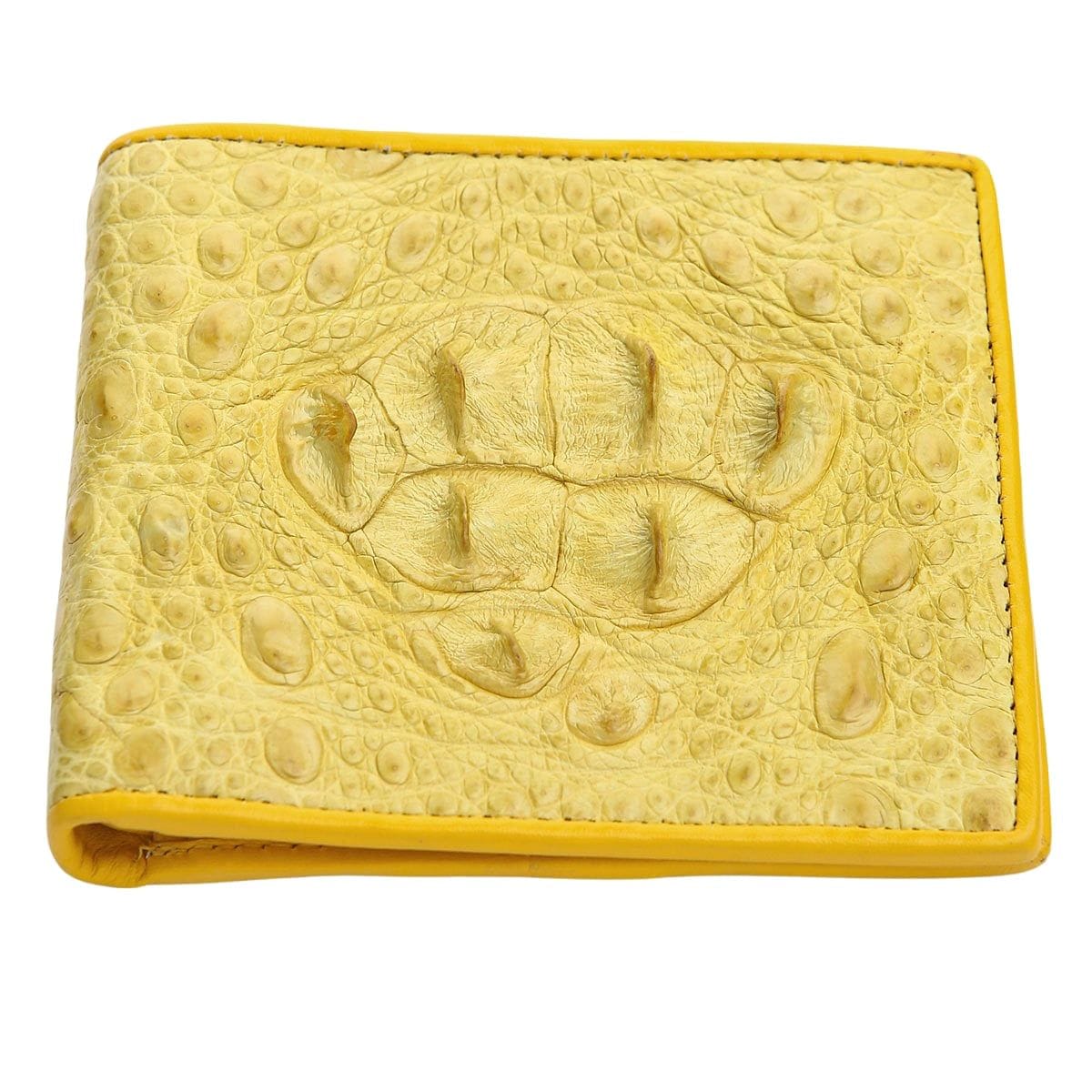 Premium Genuine Crocodile Leather Men's Wallet - Yellow Luxury Bifold Wallet for Men with RFID Protection - Perfect for Business, Travel & Everyday Use