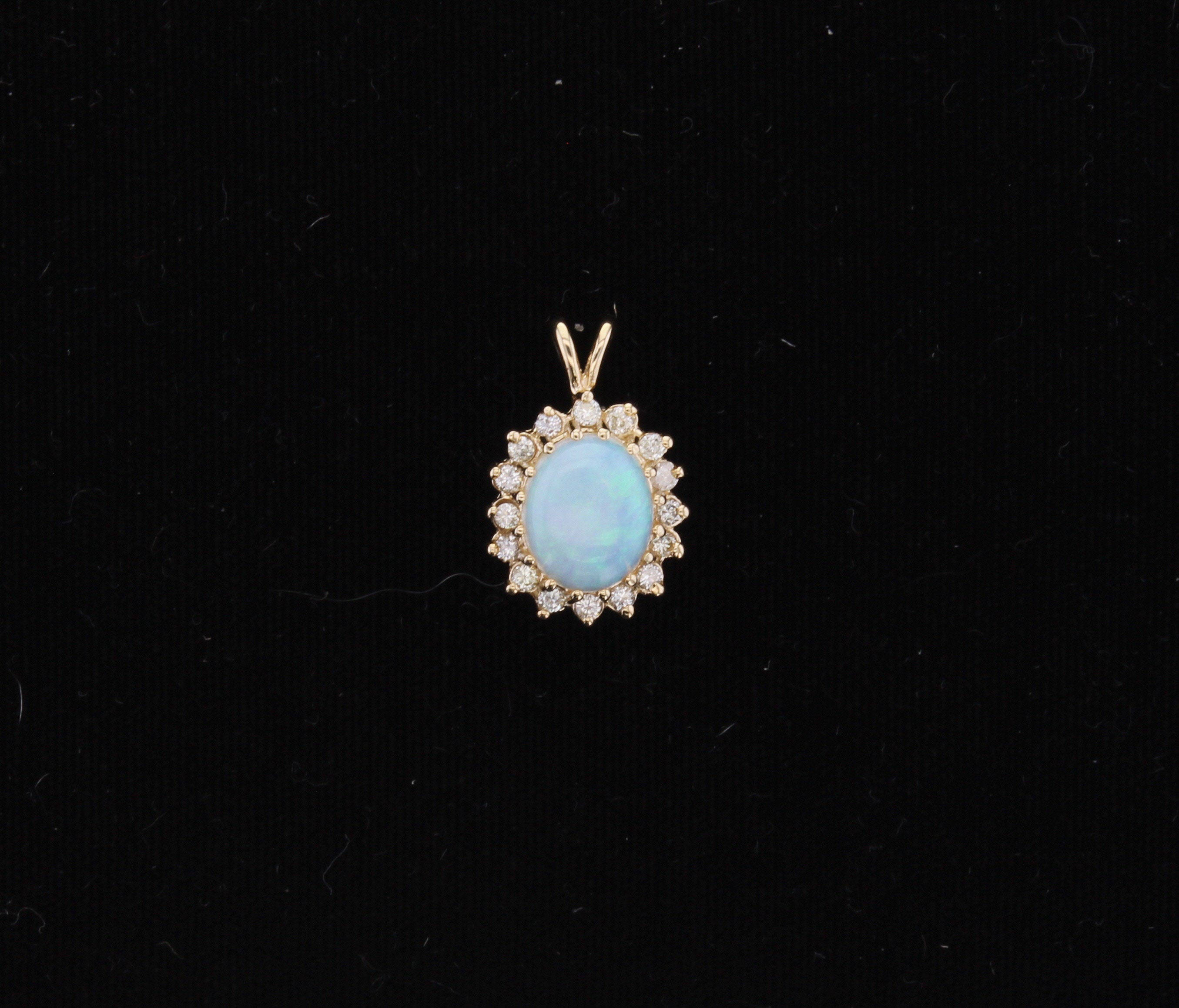 Australian Halo Opal Diamond Necklace - 14K Gold Pendant for Women | Elegant Jewelry Gift for Birthday, Anniversary & Special Occasions