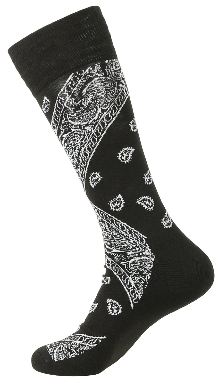 Stylish Paisley Print Cotton Men's Dress Socks - Comfortable Black Formal Socks for Work, Office & Business Occasions (One Size Fits Most)