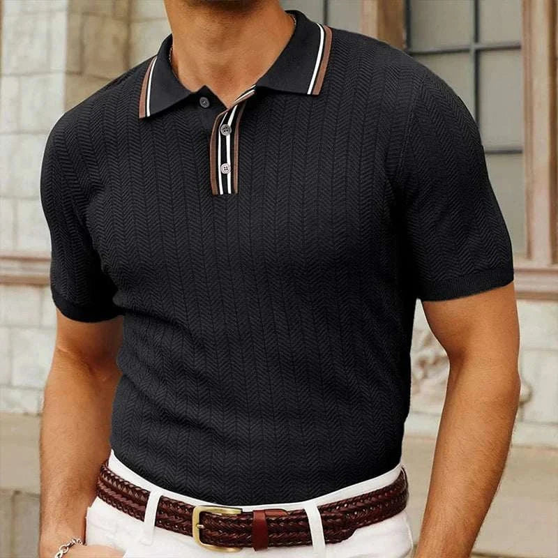 Breathable Summer Knit Polo Shirt for Men - Casual Comfort Fit Cotton Top for Outdoor Activities & Office Wear