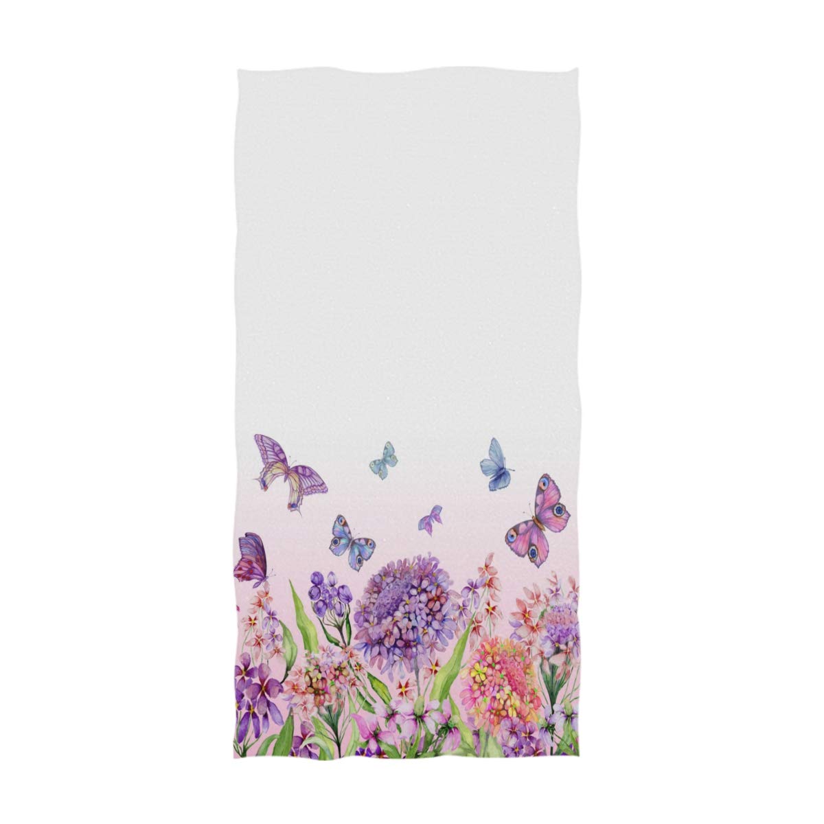 Beautiful Summer Flowers Butterfly Print Soft Highly Absorbent Large Decorative Hand Towels - 16x30 Inches Multipurpose for Bathroom, Hotel, Gym, Spa & Home Decor | Perfect for Guest Towels, Kitchen Decor, and Luxury Bath Accessories
