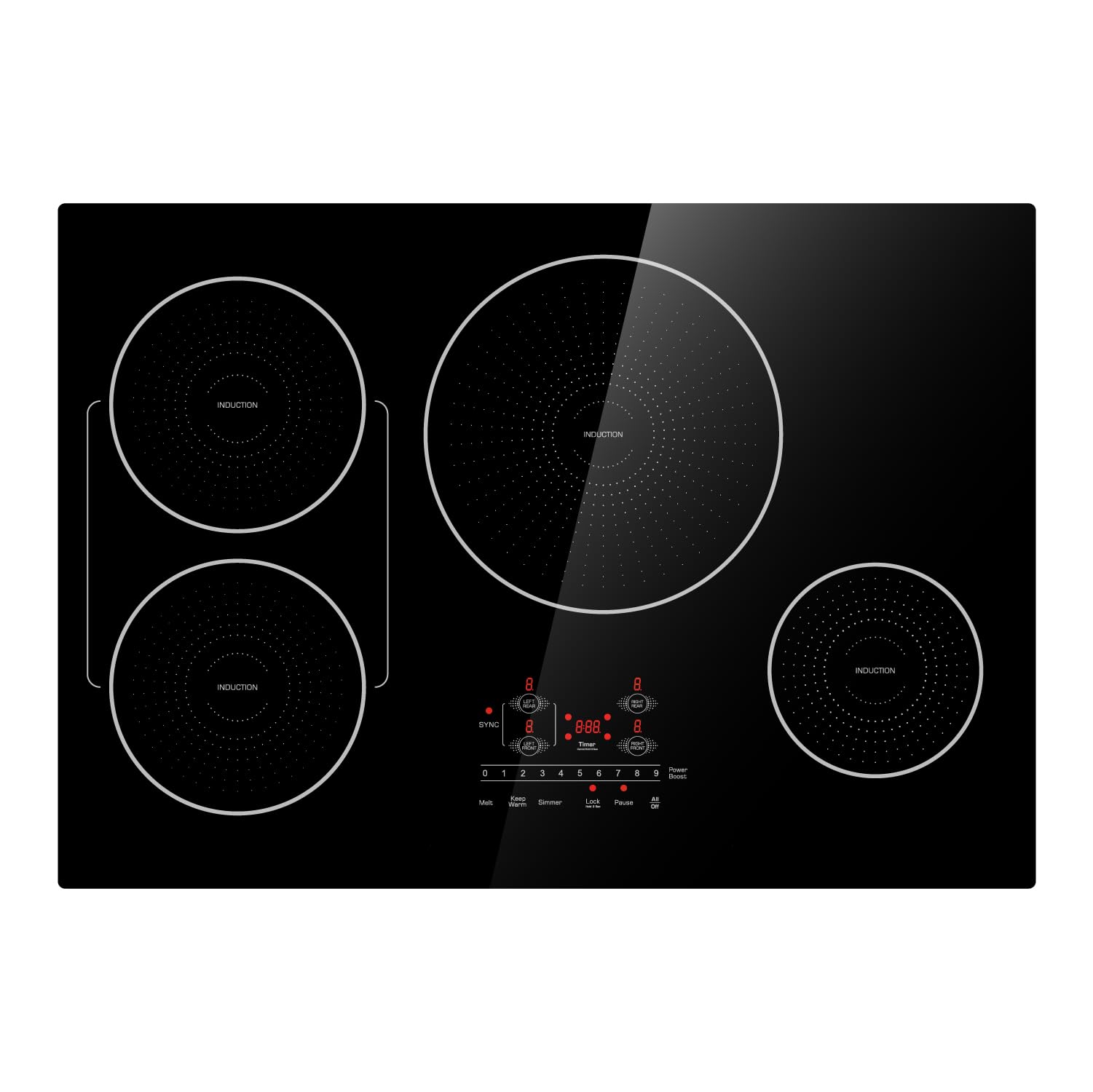 30 Inch 4 Burner Induction Cooktop with Bridge-SYNC Technology - Flat Glass Electric Stove with Booster, Timer, Child Lock & Pause Function - 208-240V/40A Drop-In Installation - Perfect for Modern Kitchens, Home Cooking & Professional Chefs