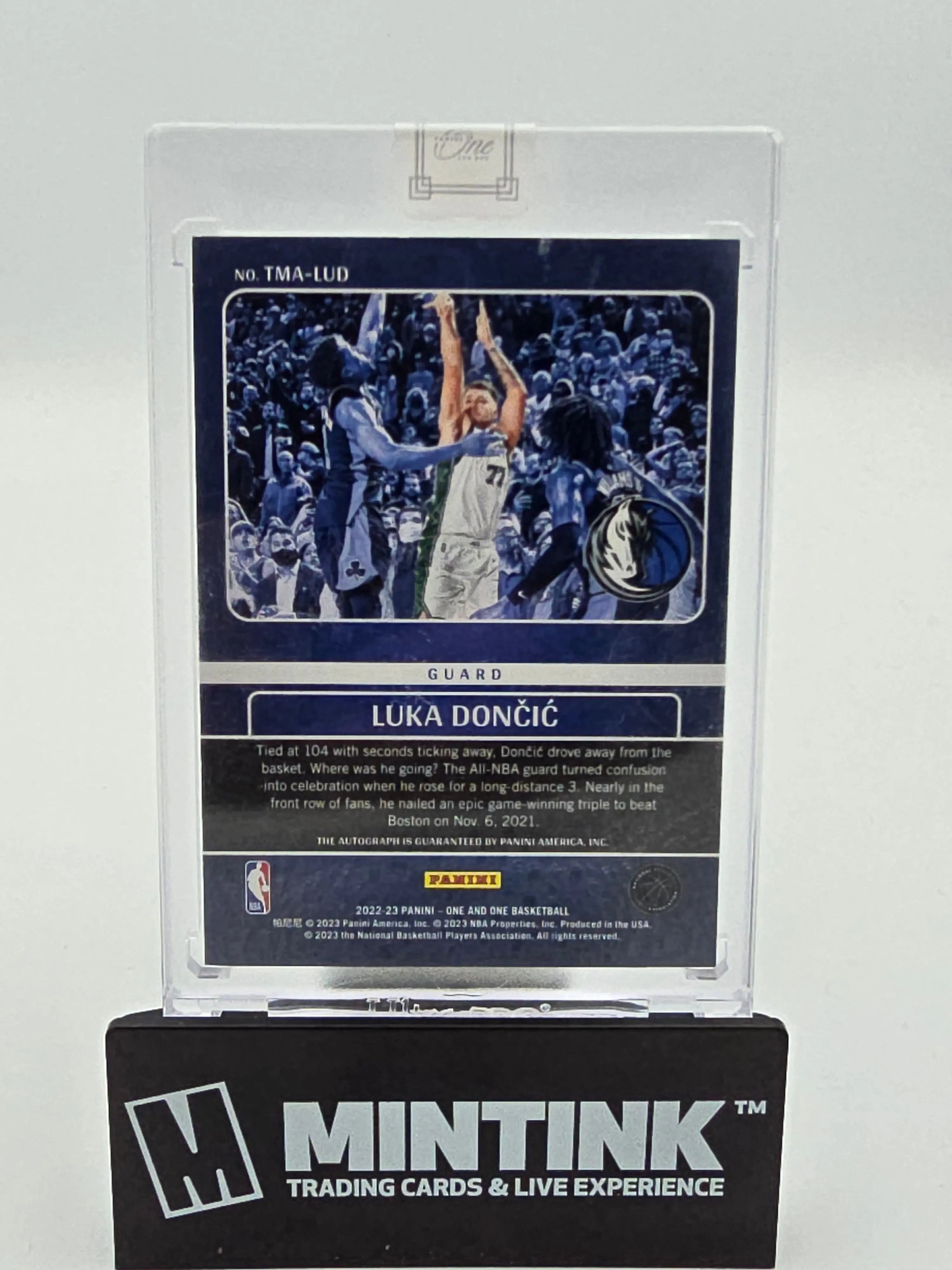 2022-23 Panini One and One Basketball Luka Doncic Timeless Moments Blue Parallel /49 - Rare NBA Trading Card for Collectors & Fans - Perfect for Sports Memorabilia Displays & Investment