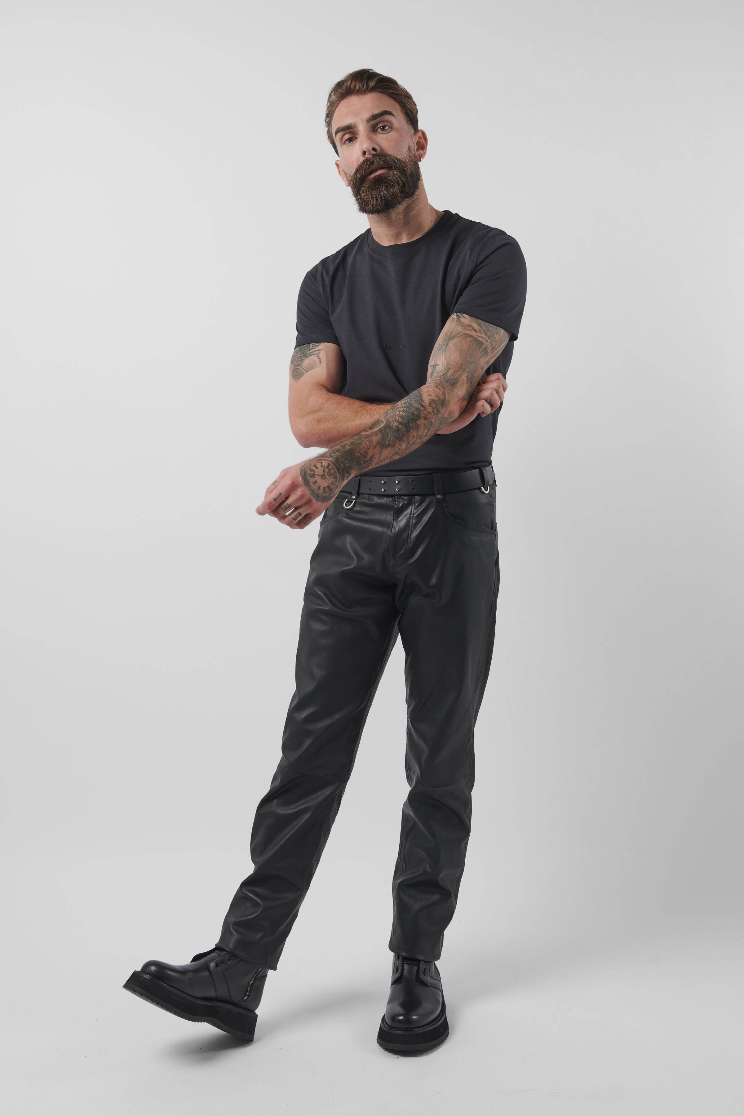 Stylish Straight Leg Stretch Leather Pants for Women - Comfortable & Trendy for Office, Night Out, and Casual Wear