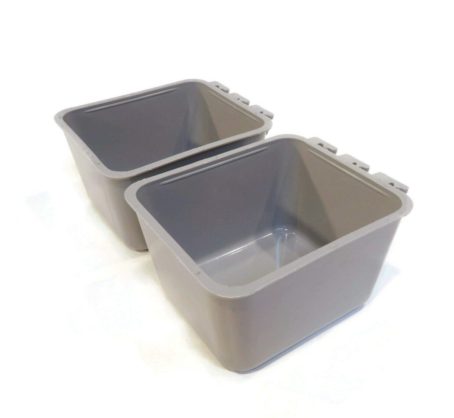 2 Pack Gray Cage Cups with Shift Lock Design - Secure Water & Food Bowls for Caged Birds, Rabbits, Guinea Pigs & Small Pets - Perfect for Animal Shelters, Pet Stores & Home Use