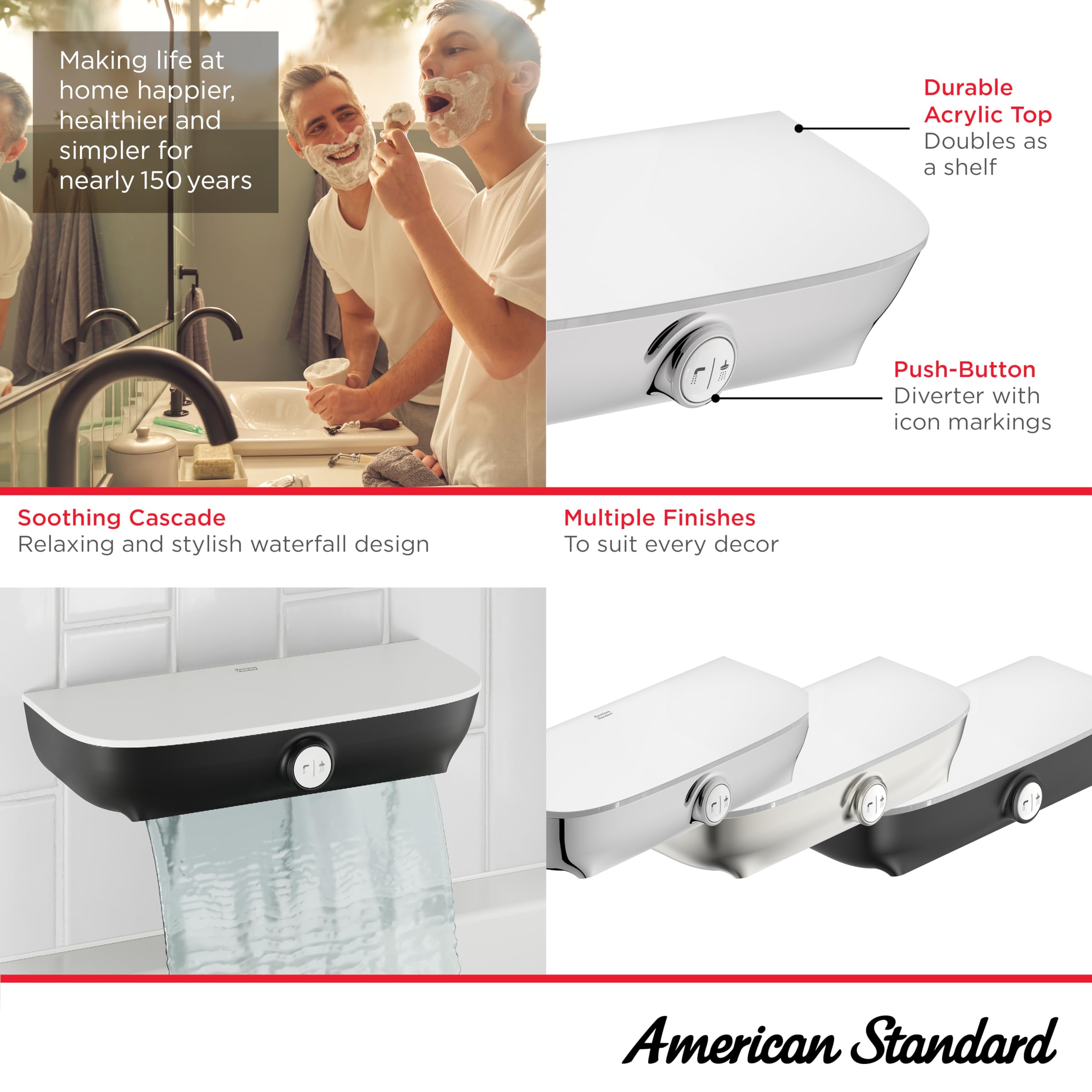 American Standard 8888116.002 Chrome Waterfall Tub Spout - Premium Bathroom Faucet for Modern Showers & Relaxing Baths