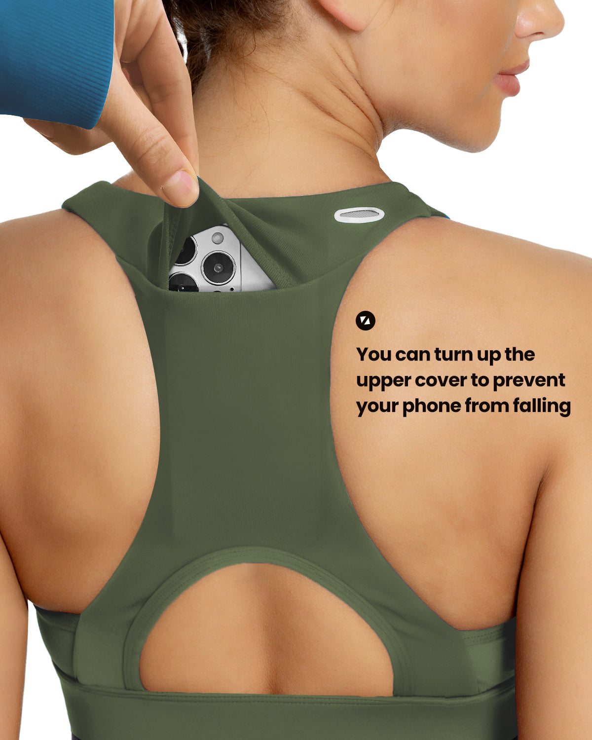 Wireless Sports Bra with Phone Pocket - Comfortable Workout Top for Running, Yoga & Gym - Secure Storage for Smartphones During Exercise