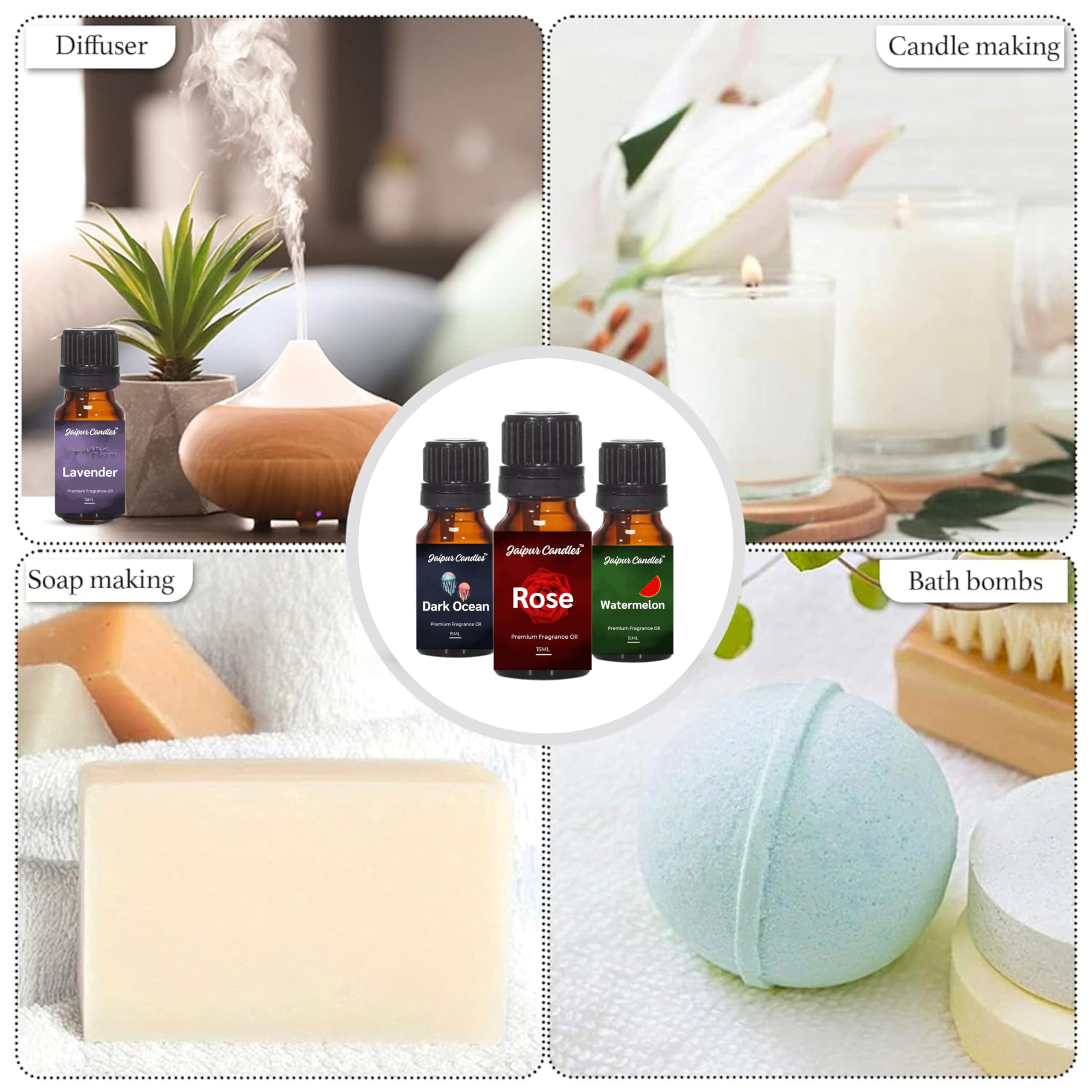 Jaipur Candles Premium Vanilla Fragrance Oil - 15ml Aromatherapy Essential Oil for Home, Diffusers, Candles & Soap Making | Long-Lasting Scent for Relaxation, Spa & Meditation | Perfect for Bedroom, Bathroom & Office Use