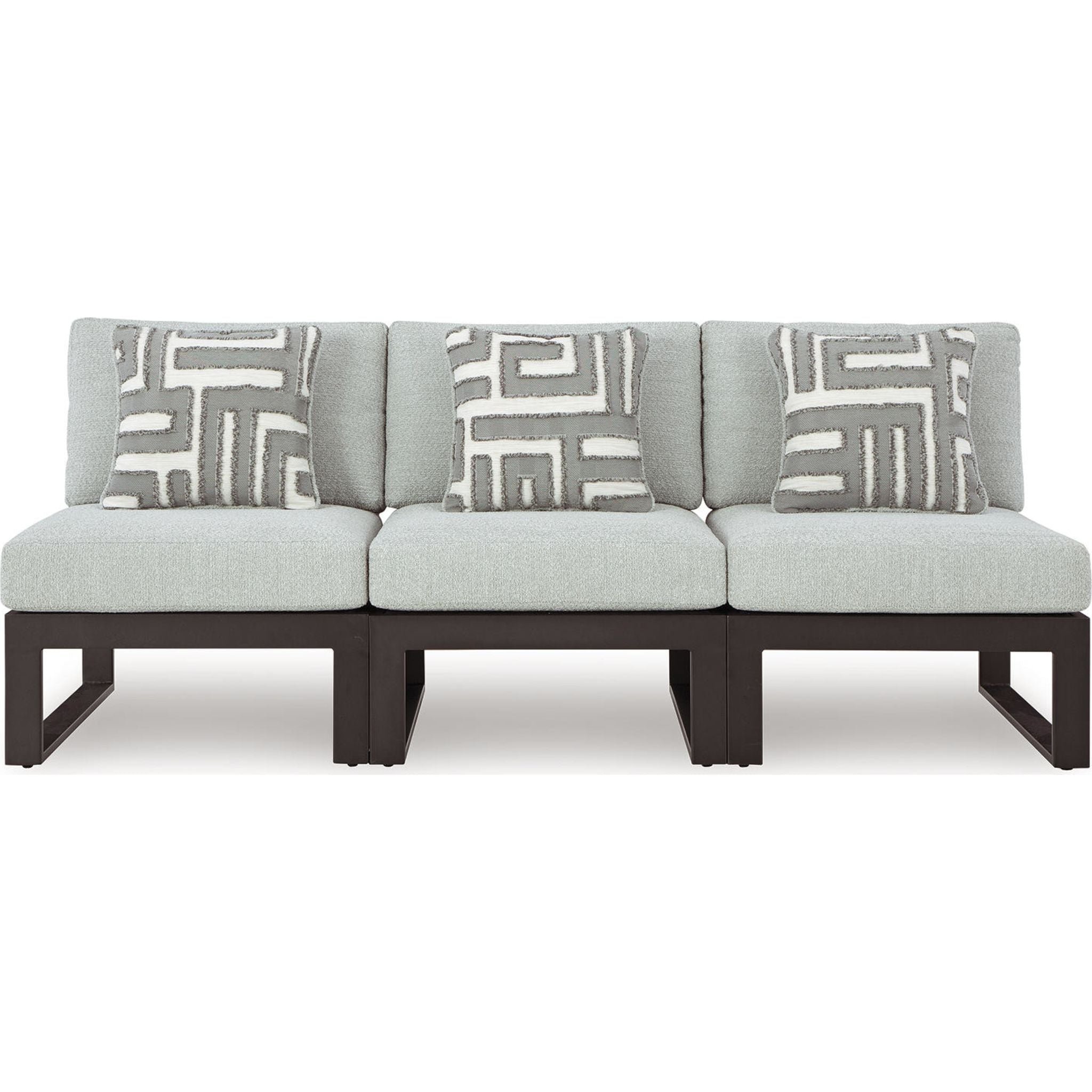Beachloft 3-Piece Modular Outdoor Patio Furniture Set - Waterproof Wicker Sofa Sectional with Black/Gray Cushions for Backyard, Poolside & Garden Relaxation