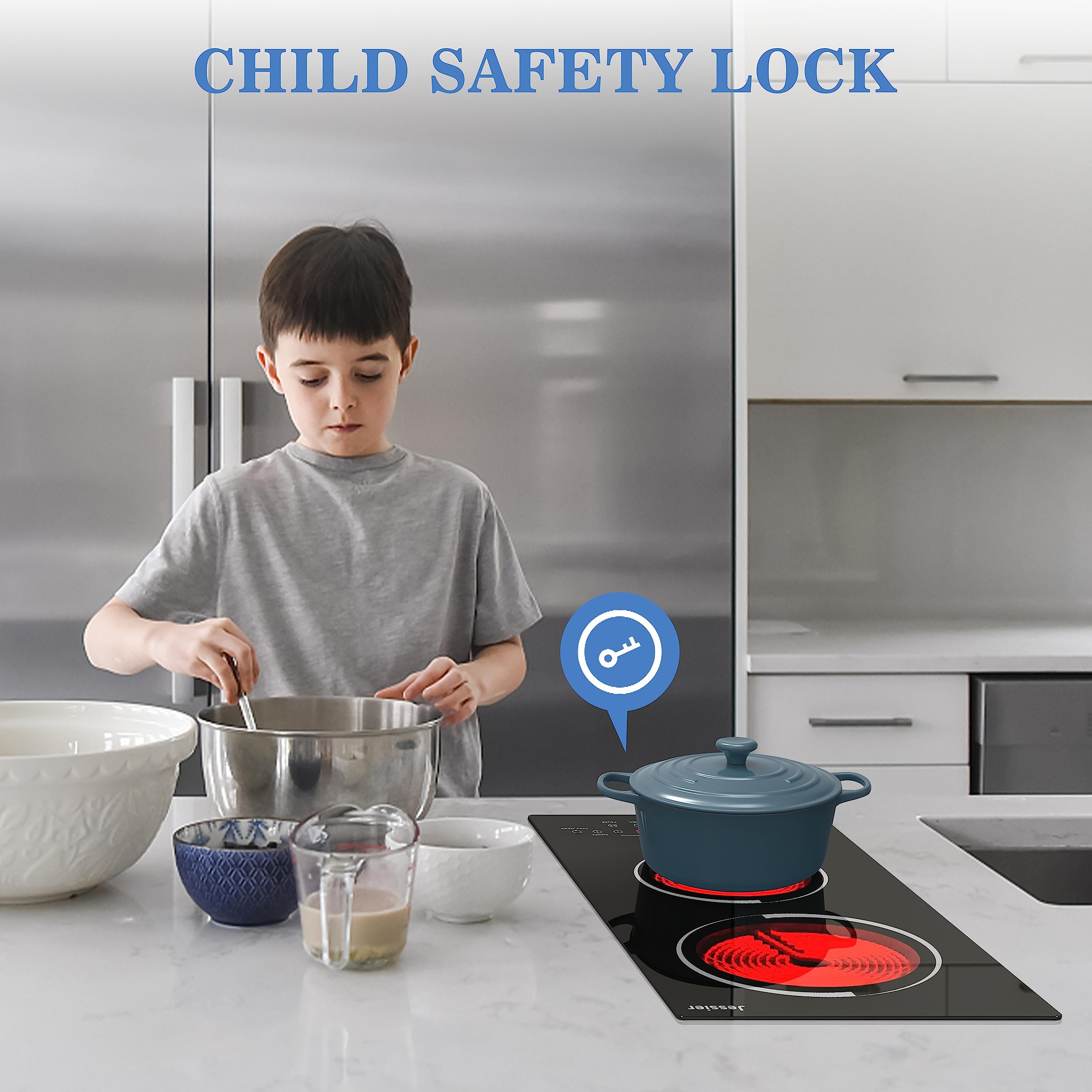 12 Inch 2 Burner Electric Cooktop - 120V Plug-in Countertop & Built-in Stove with Timer, Safety Lock & Over-Temperature Protection | Sensor Touch Control | Perfect for Small Kitchens, RVs & Apartments