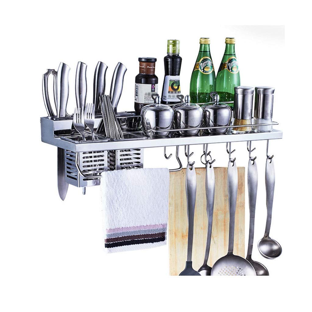 304 Stainless Steel Wall-Mounted Kitchen Shelf - Multi-Functional Storage Rack for Spices, Bottles & Kitchen Tools | Durable Space-Saving Organizer for Pantry, Countertop & Small Kitchen
