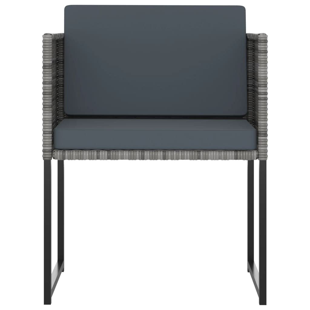 vidaXL 9-Piece Patio Dining Set with Glass Tabletop & Cushioned Rattan Chairs - Modern Gray Poly Rattan Outdoor Furniture for Garden, Backyard, and Poolside Dining