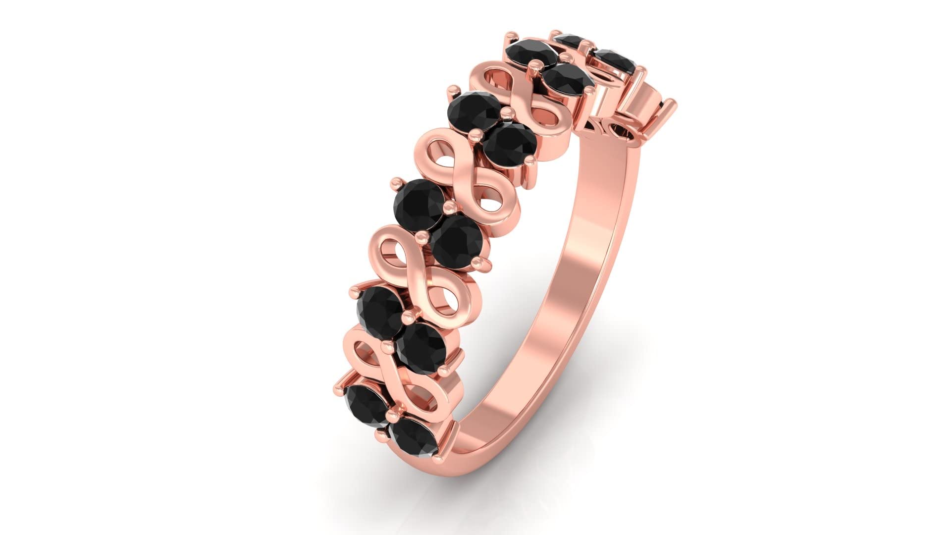 3/4 Carat Black Spinel Infinity Band Ring - 14K Solid Gold August Birthstone Jewelry - Elegant Half Eternity Ring for Women - Perfect for Anniversary, Birthday & Everyday Wear