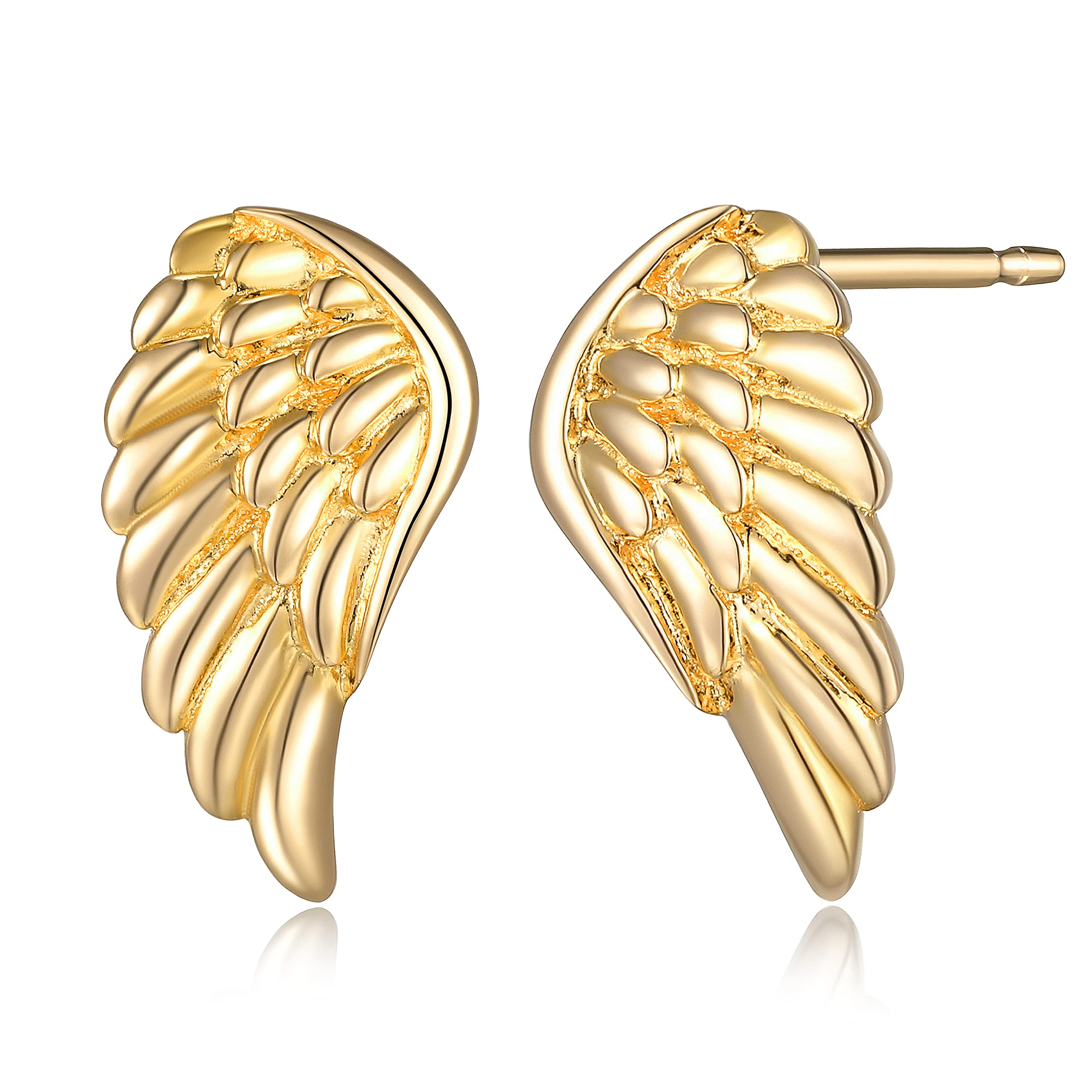MORGAN & PAIGE .925 Sterling Silver Angel Wing Stud Earrings for Women - 14K Rose Gold/18K Yellow Gold/Rhodium Plated Hypoallergenic Jewelry - Perfect for Gifts, Everyday Wear & Special Occasions
