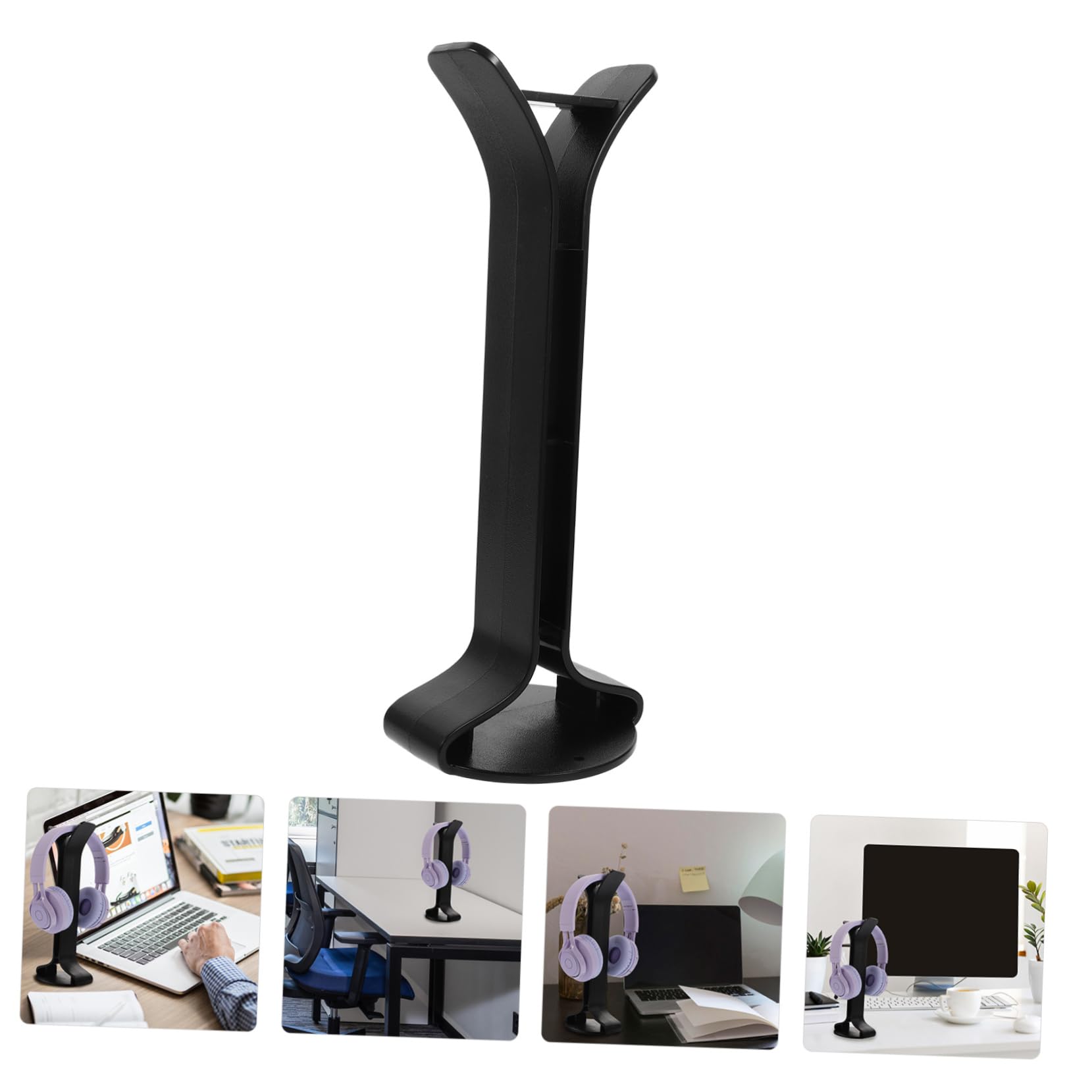 Portable Headphone Stand - Durable Desk Headset Holder with Non-Slip Base, Easy to Carry & Space Saving - Perfect for Office, Gaming Setup & Travel Accessories (Black)