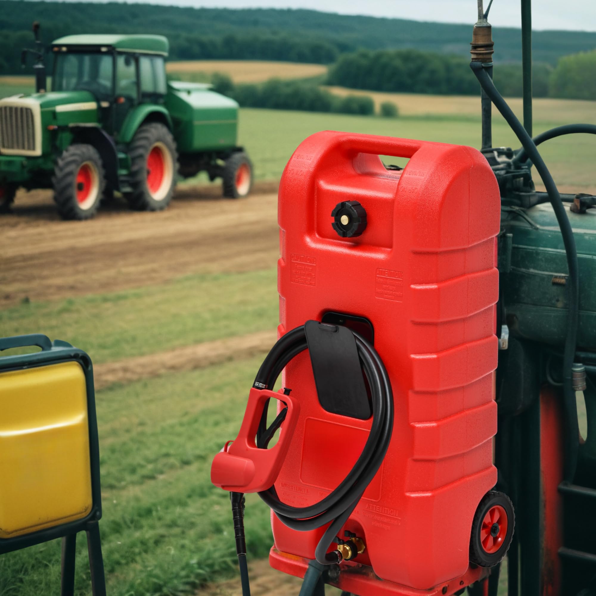 AUTOSAVER88 15 Gallon Portable Fuel Caddy - Heavy Duty Gasoline & Diesel Fuel Tank with 6'' Wheels, Dual Brass Shut-off Valves, Top Handle & Hose Holder - Ideal for Construction Sites, Farms, Emergency Fuel Storage & Off-Road Vehicles