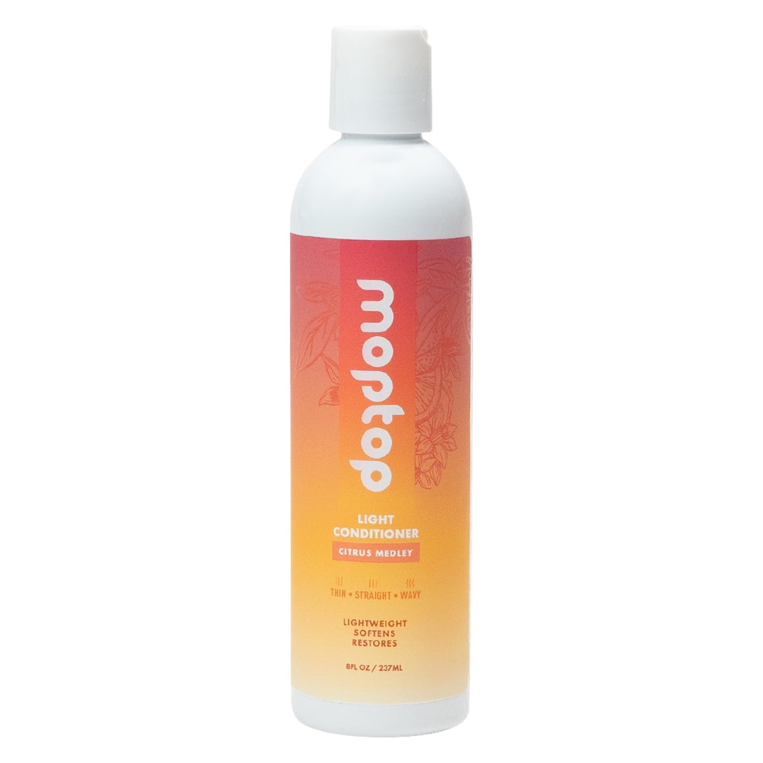 MopTop Light Conditioner - Sulfate & Paraben Free Hair Moisturizer for All Hair Types (Thin, Straight, Wavy, Curly) - Enhances Moisture & Reduces Frizz - Citrus Medley Scent - 8oz - Perfect for Daily Hair Care & Frizz Control